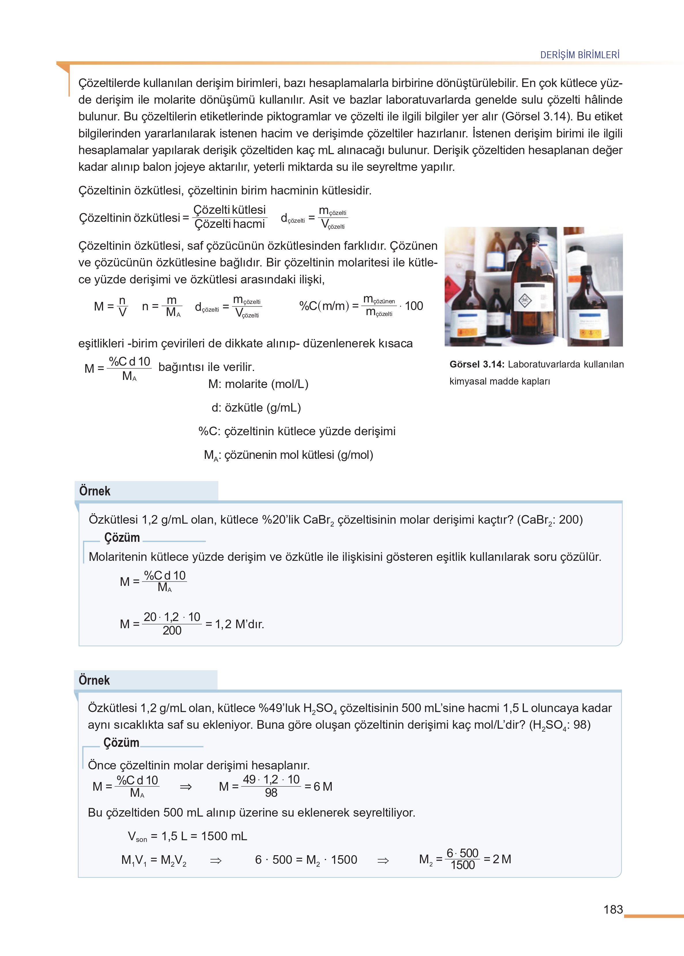 11. Sınıf Meb Yayınları Fen Lisesi Kimya Ders Kitabı Sayfa 183 Cevapları