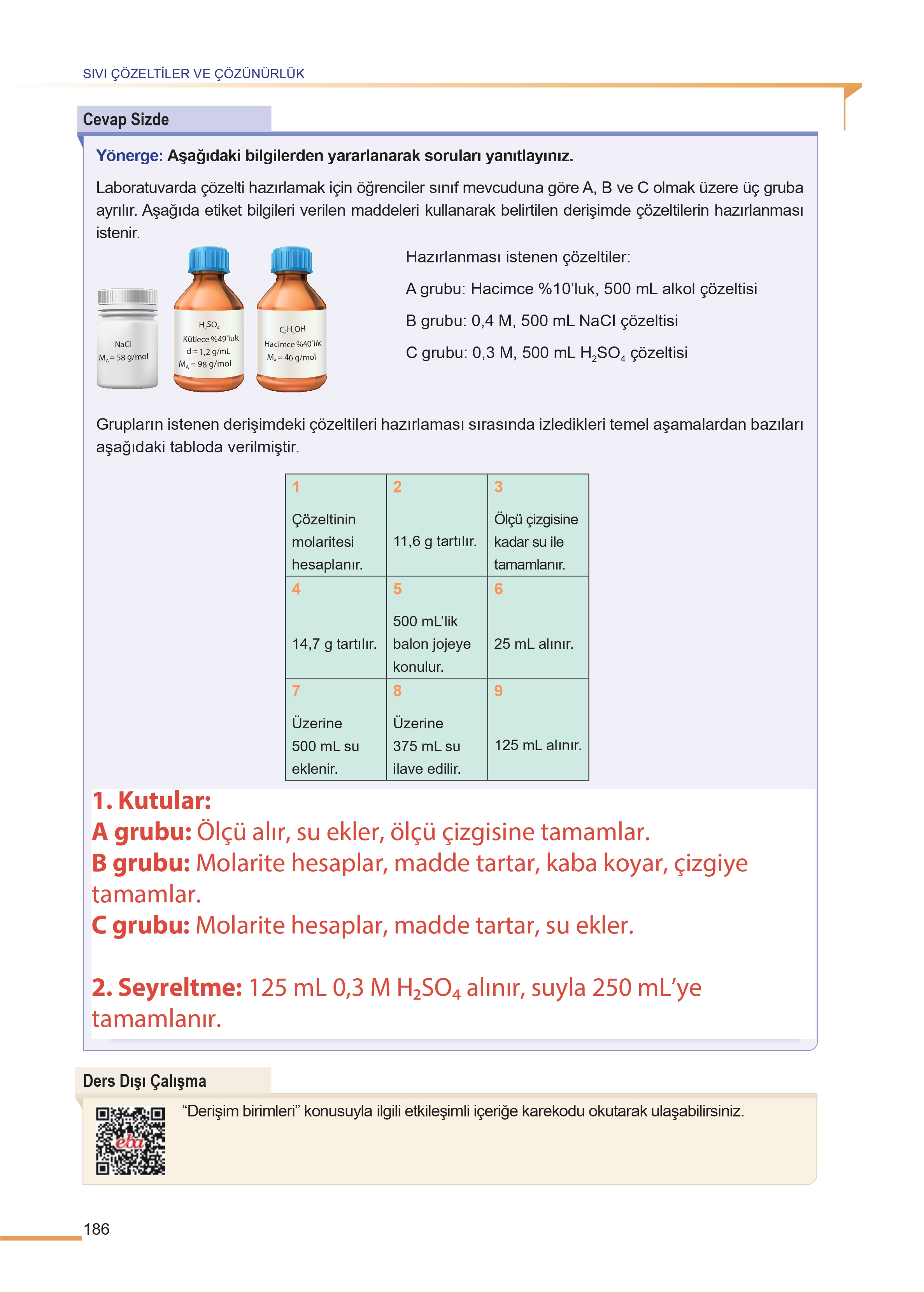 11. Sınıf Meb Yayınları Fen Lisesi Kimya Ders Kitabı Sayfa 186 Cevapları 11. Sınıf Meb Yayınları Fen Lisesi Kimya Ders Kitabı Sayfa 186 Cevapları