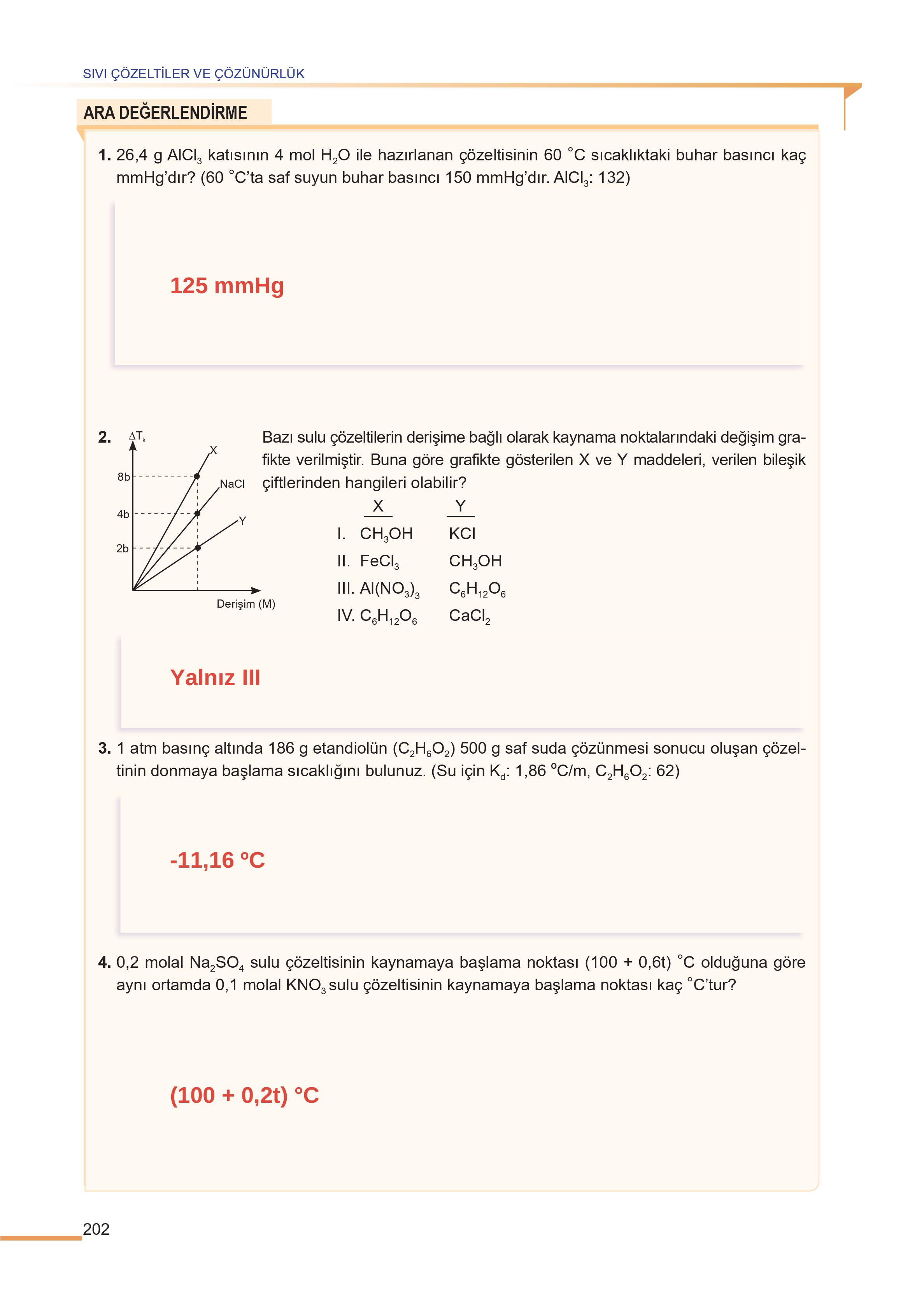 11. Sınıf Meb Yayınları Fen Lisesi Kimya Ders Kitabı Sayfa 202 Cevapları
