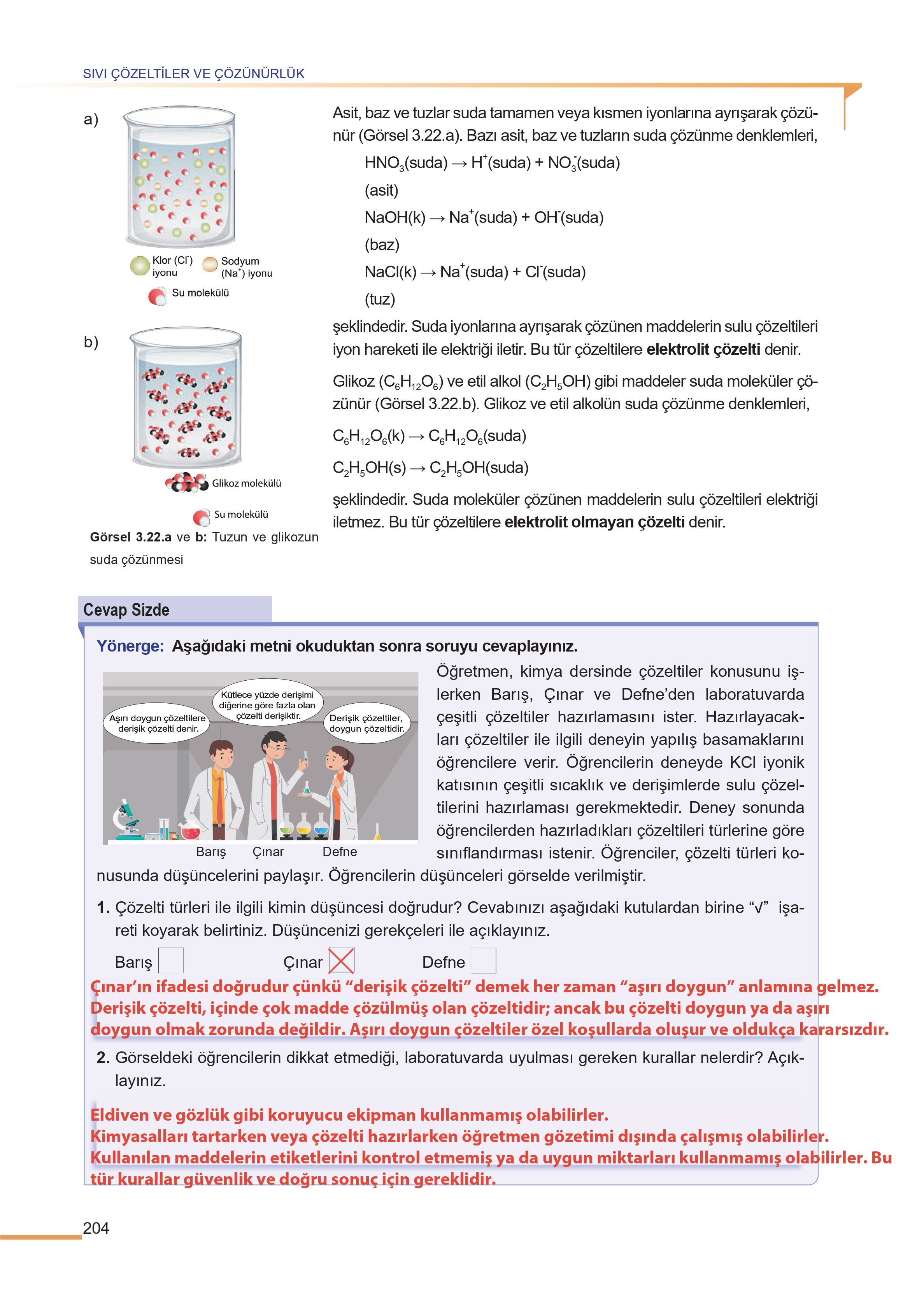 11. Sınıf Meb Yayınları Fen Lisesi Kimya Ders Kitabı Sayfa 204 Cevapları