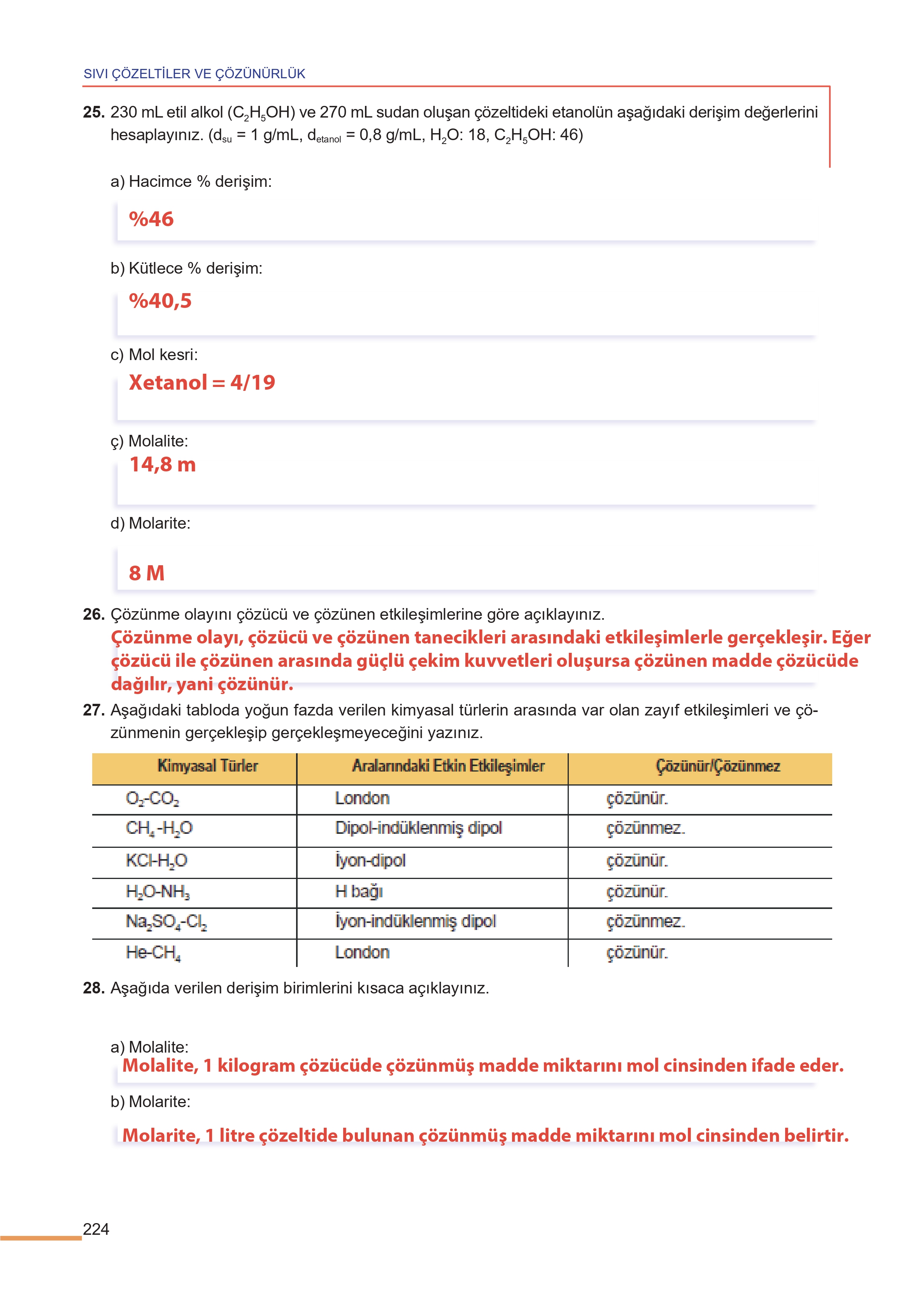 11. Sınıf Meb Yayınları Fen Lisesi Kimya Ders Kitabı Sayfa 224 Cevapları 11. Sınıf Meb Yayınları Fen Lisesi Kimya Ders Kitabı Sayfa 224 Cevapları