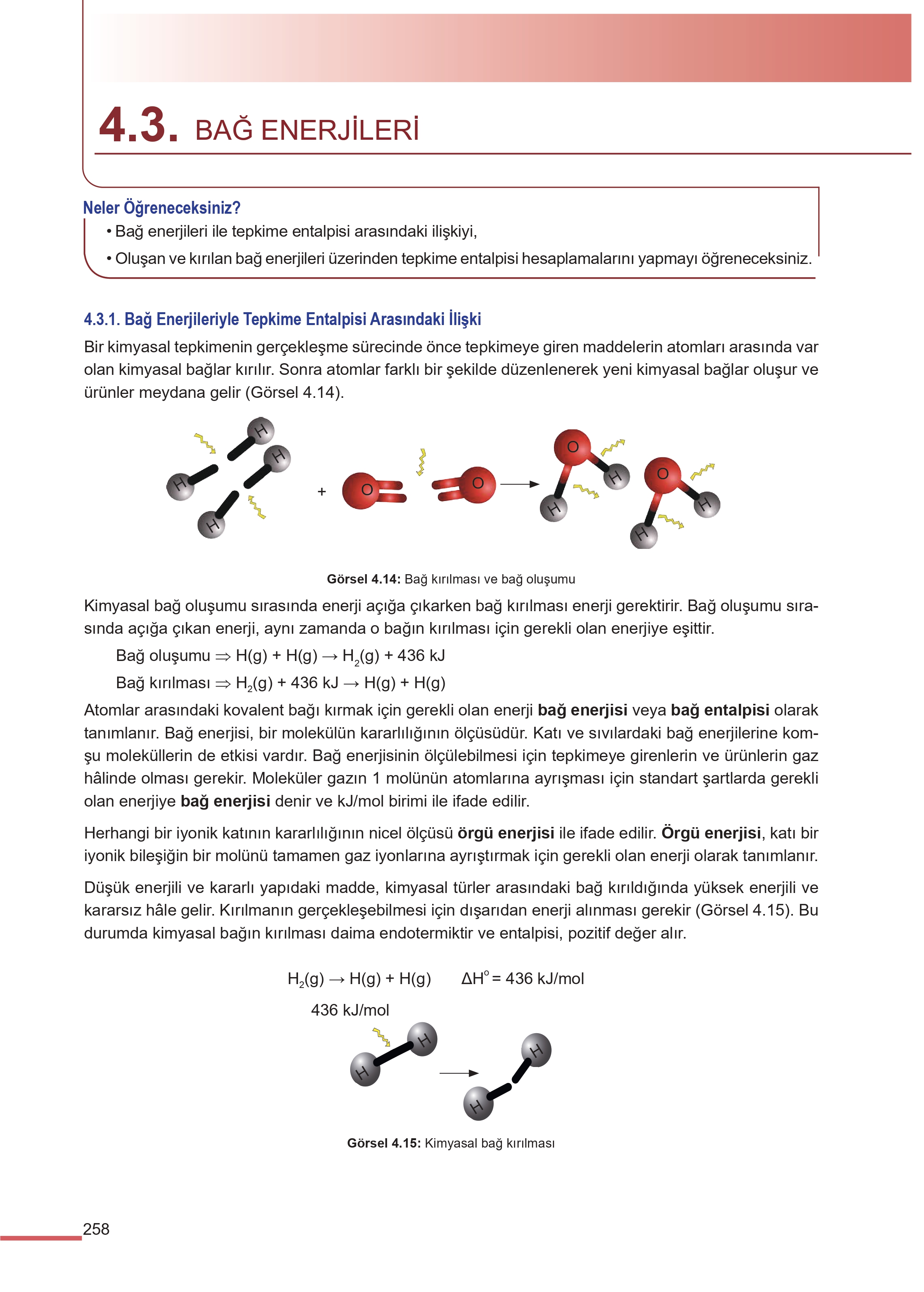 11. Sınıf Meb Yayınları Fen Lisesi Kimya Ders Kitabı Sayfa 258 Cevapları