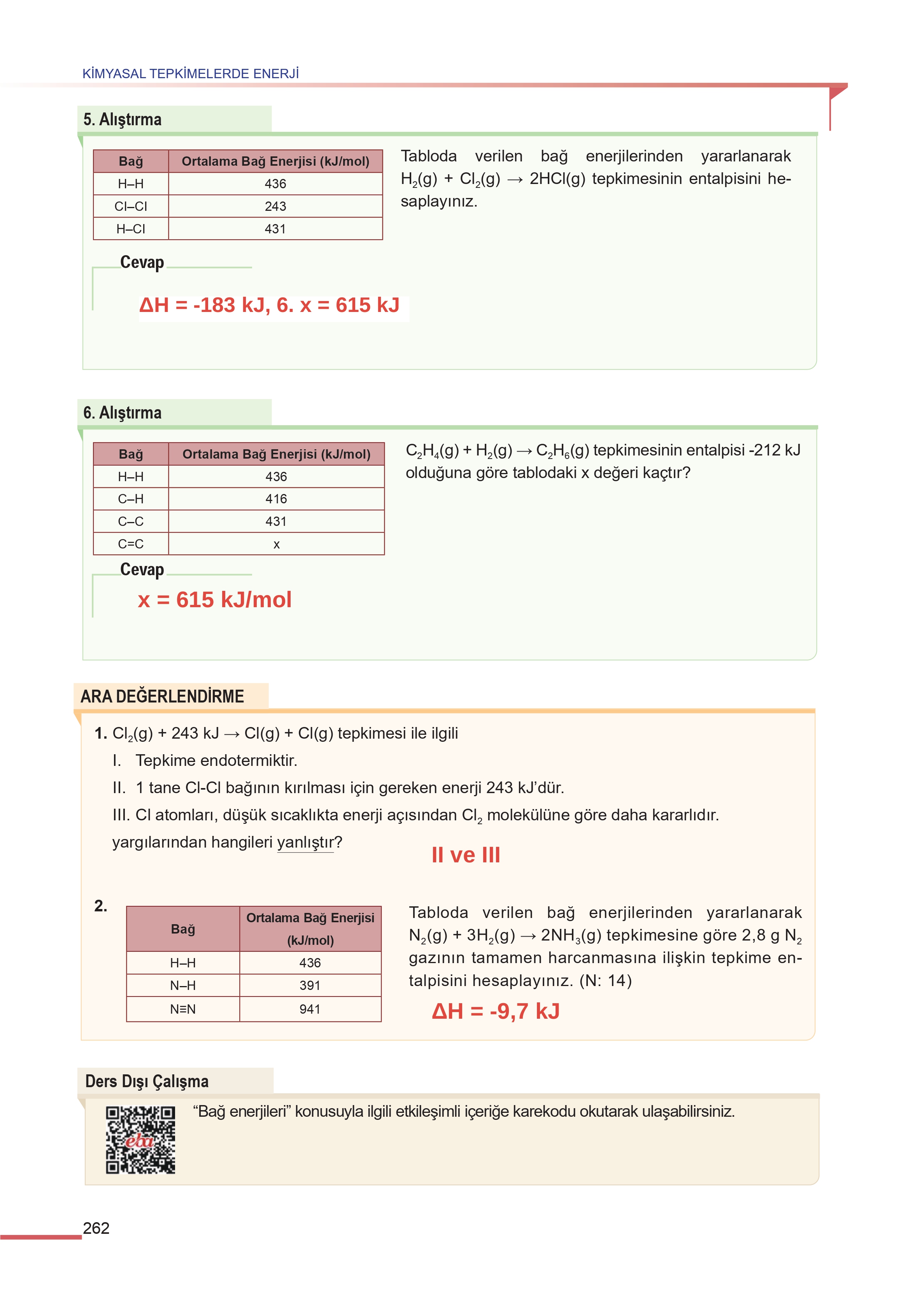 11. Sınıf Meb Yayınları Fen Lisesi Kimya Ders Kitabı Sayfa 262 Cevapları 11. Sınıf Meb Yayınları Fen Lisesi Kimya Ders Kitabı Sayfa 262 Cevapları