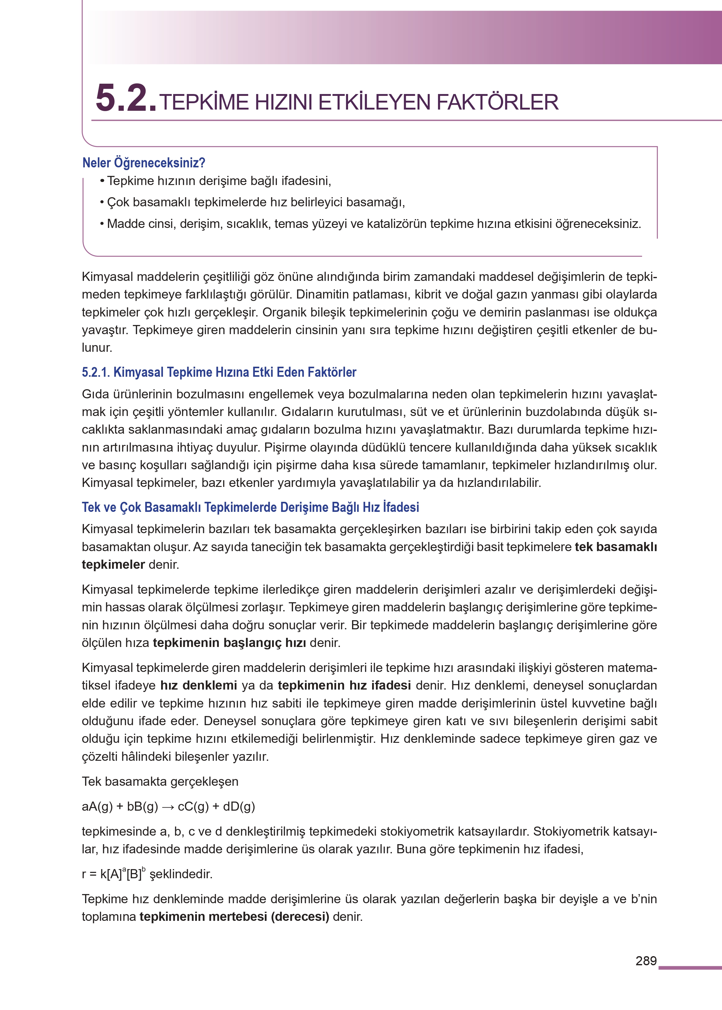 11. Sınıf Meb Yayınları Fen Lisesi Kimya Ders Kitabı Sayfa 289 Cevapları