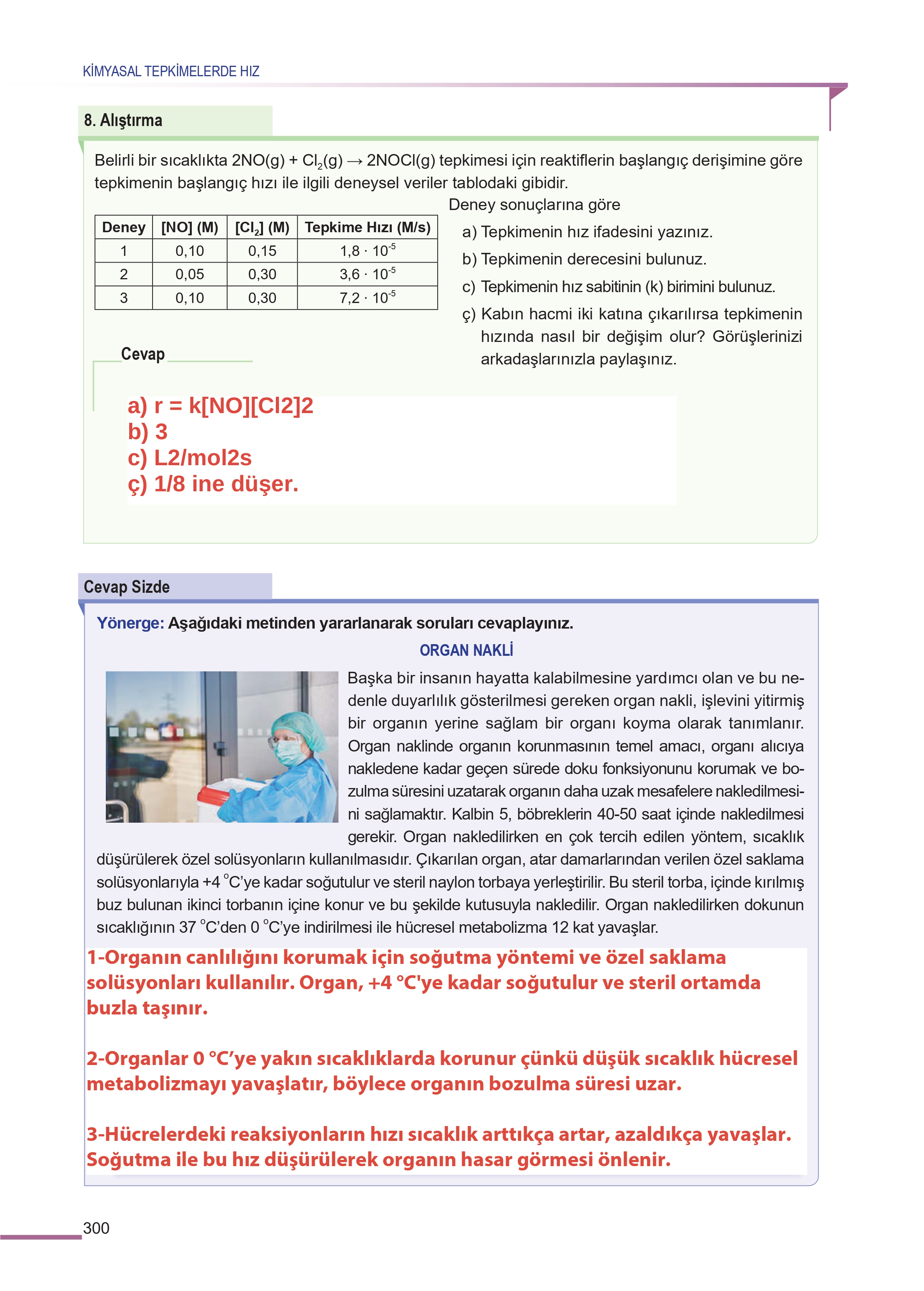 11. Sınıf Meb Yayınları Fen Lisesi Kimya Ders Kitabı Sayfa 300 Cevapları