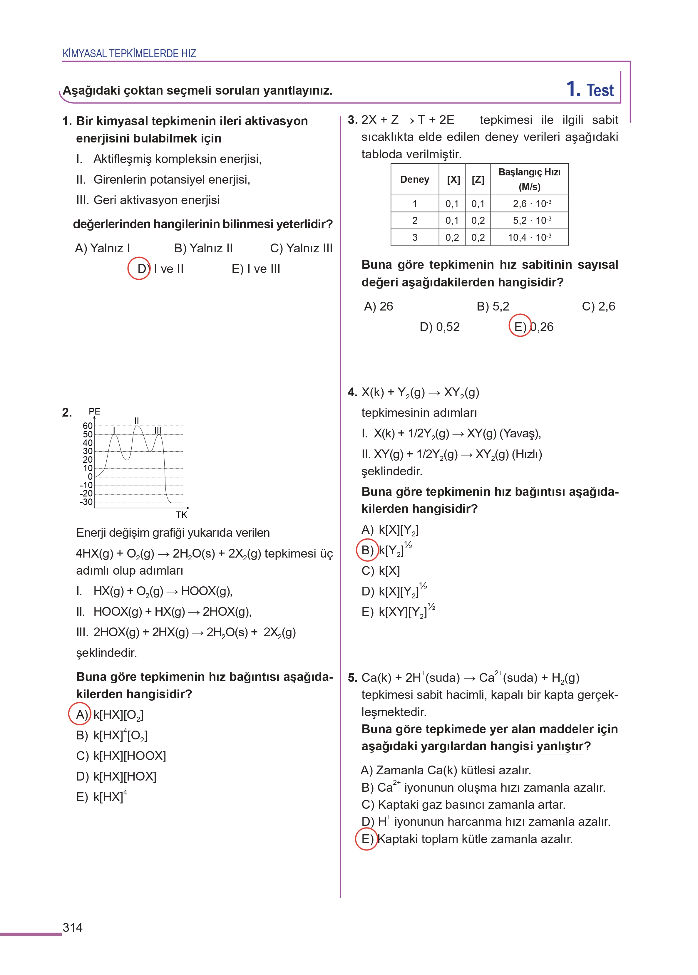 11. Sınıf Meb Yayınları Fen Lisesi Kimya Ders Kitabı Sayfa 314 Cevapları 11. Sınıf Meb Yayınları Fen Lisesi Kimya Ders Kitabı Sayfa 314 Cevapları