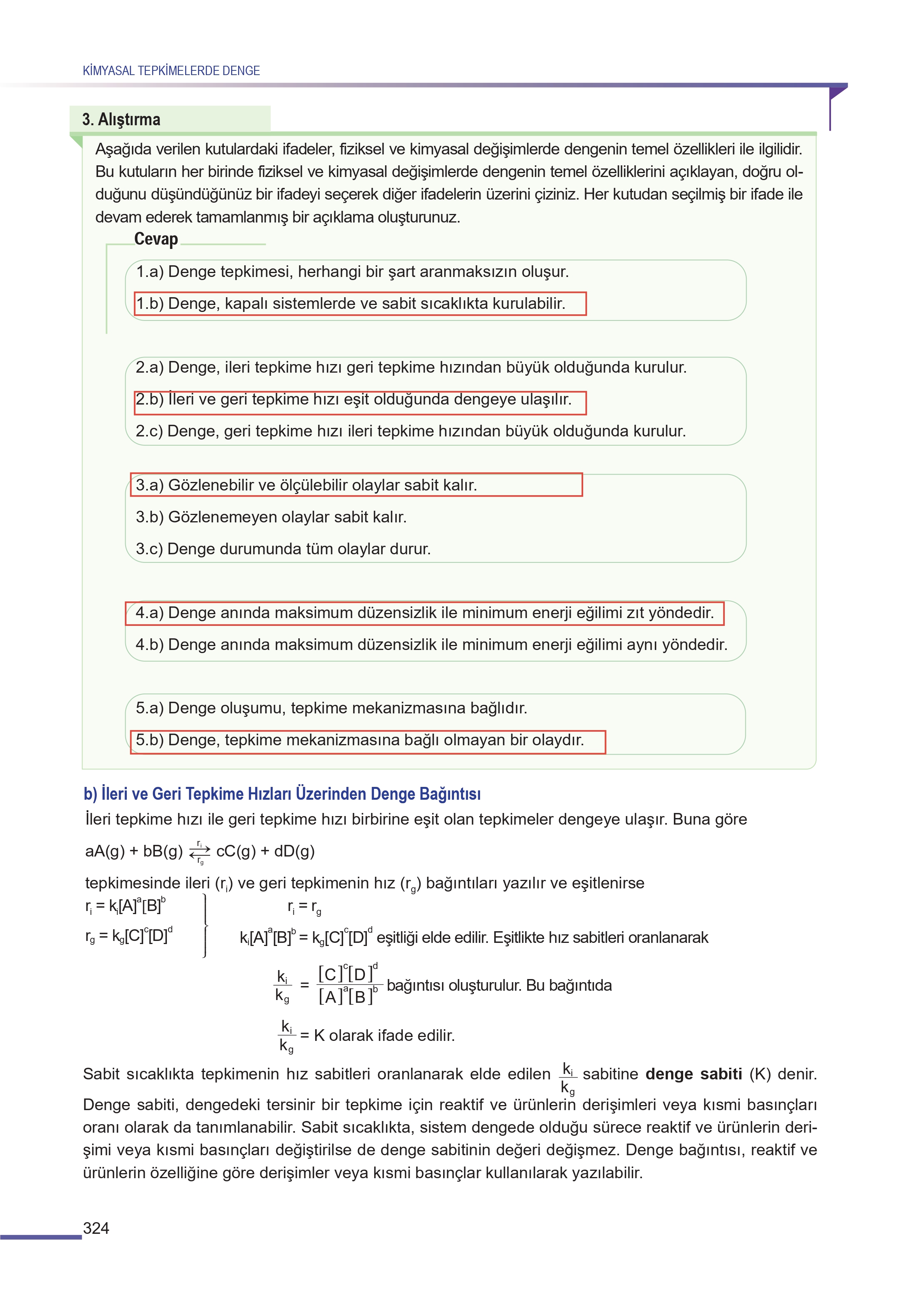 11. Sınıf Meb Yayınları Fen Lisesi Kimya Ders Kitabı Sayfa 324 Cevapları