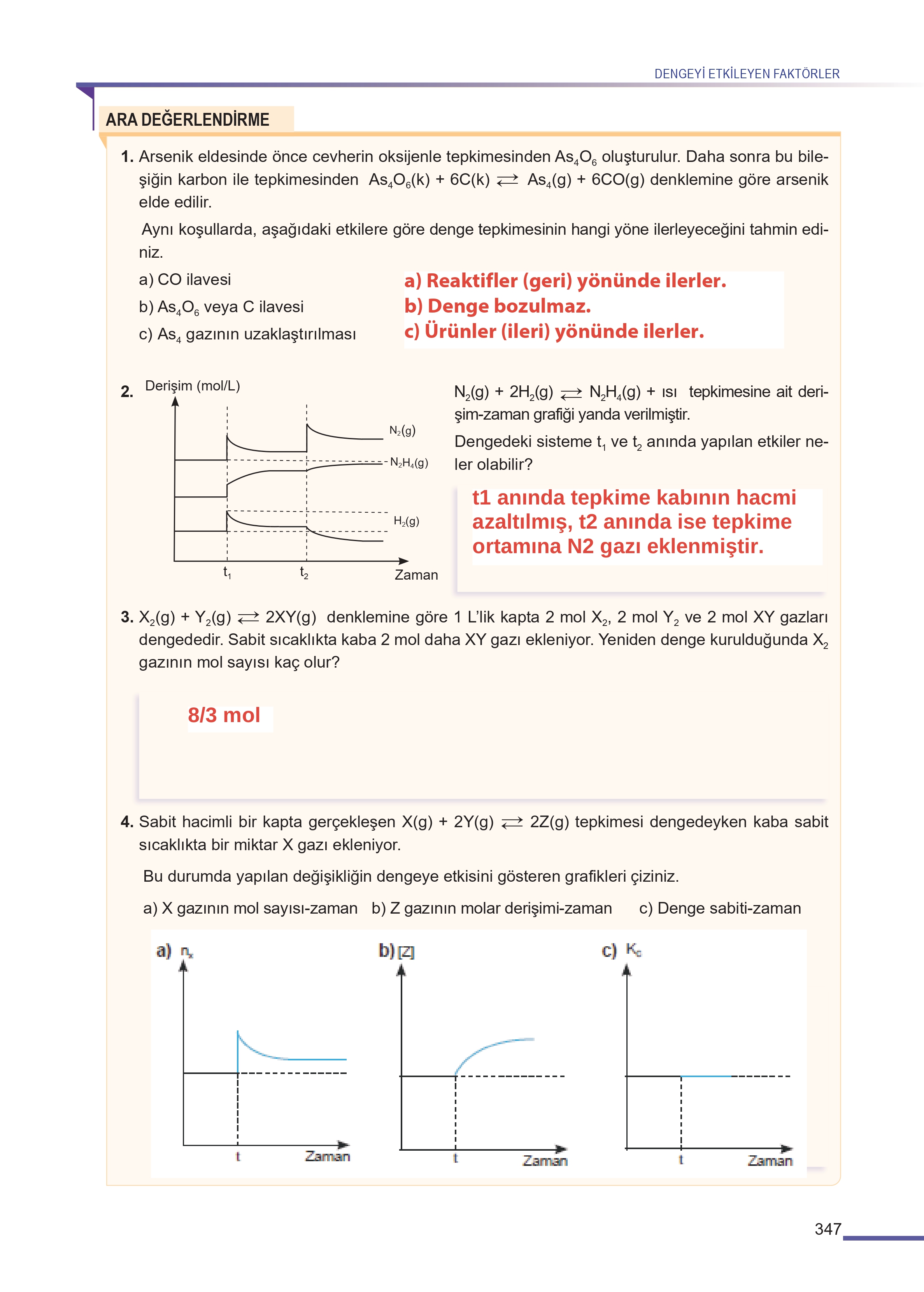 11. Sınıf Meb Yayınları Fen Lisesi Kimya Ders Kitabı Sayfa 347 Cevapları