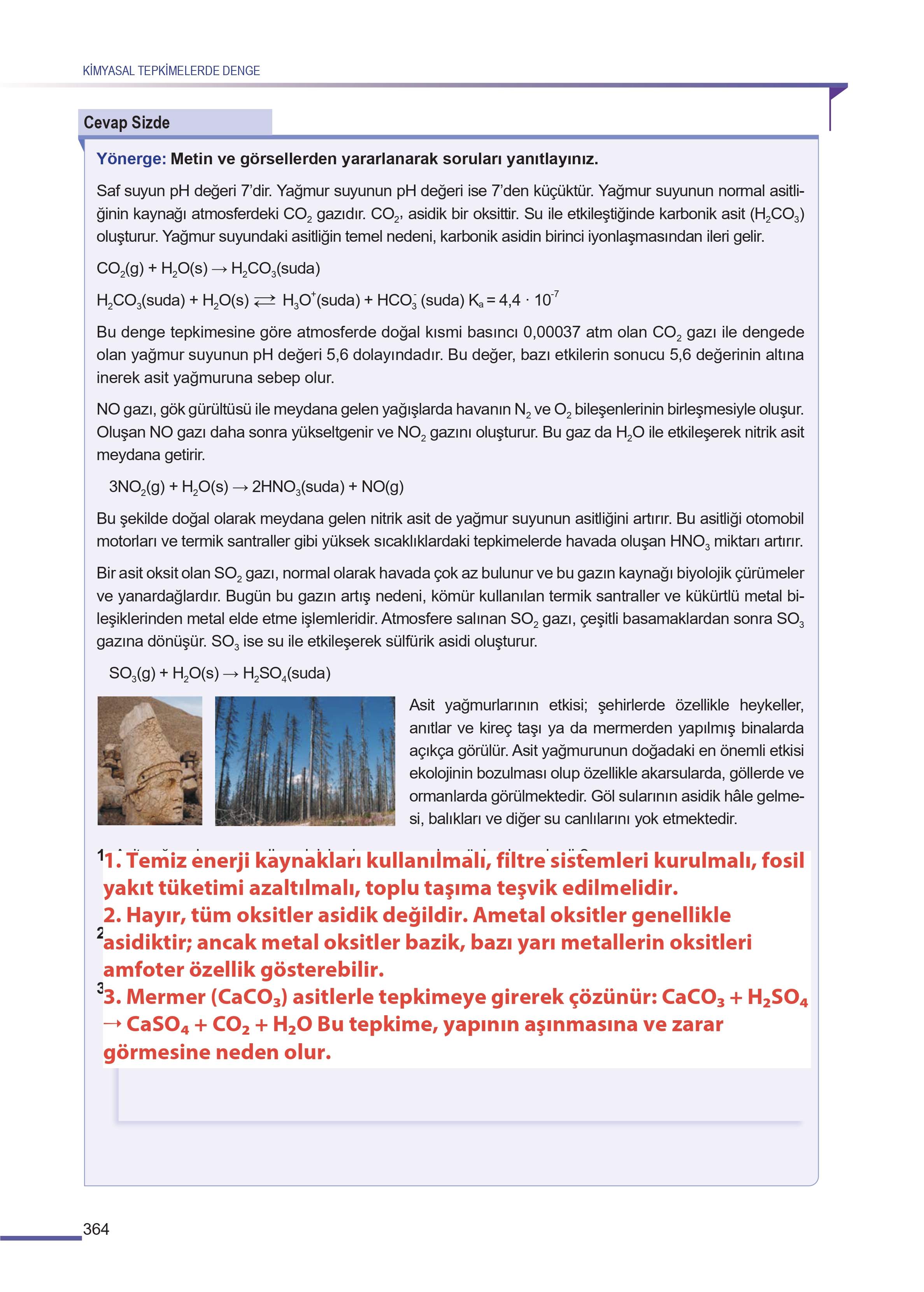 11. Sınıf Meb Yayınları Fen Lisesi Kimya Ders Kitabı Sayfa 364 Cevapları