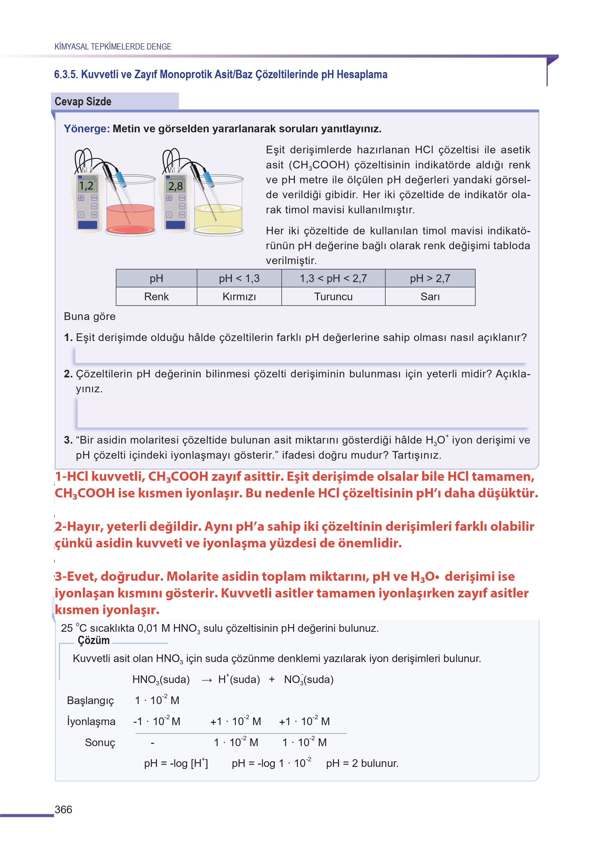 11. Sınıf Meb Yayınları Fen Lisesi Kimya Ders Kitabı Sayfa 366 Cevapları