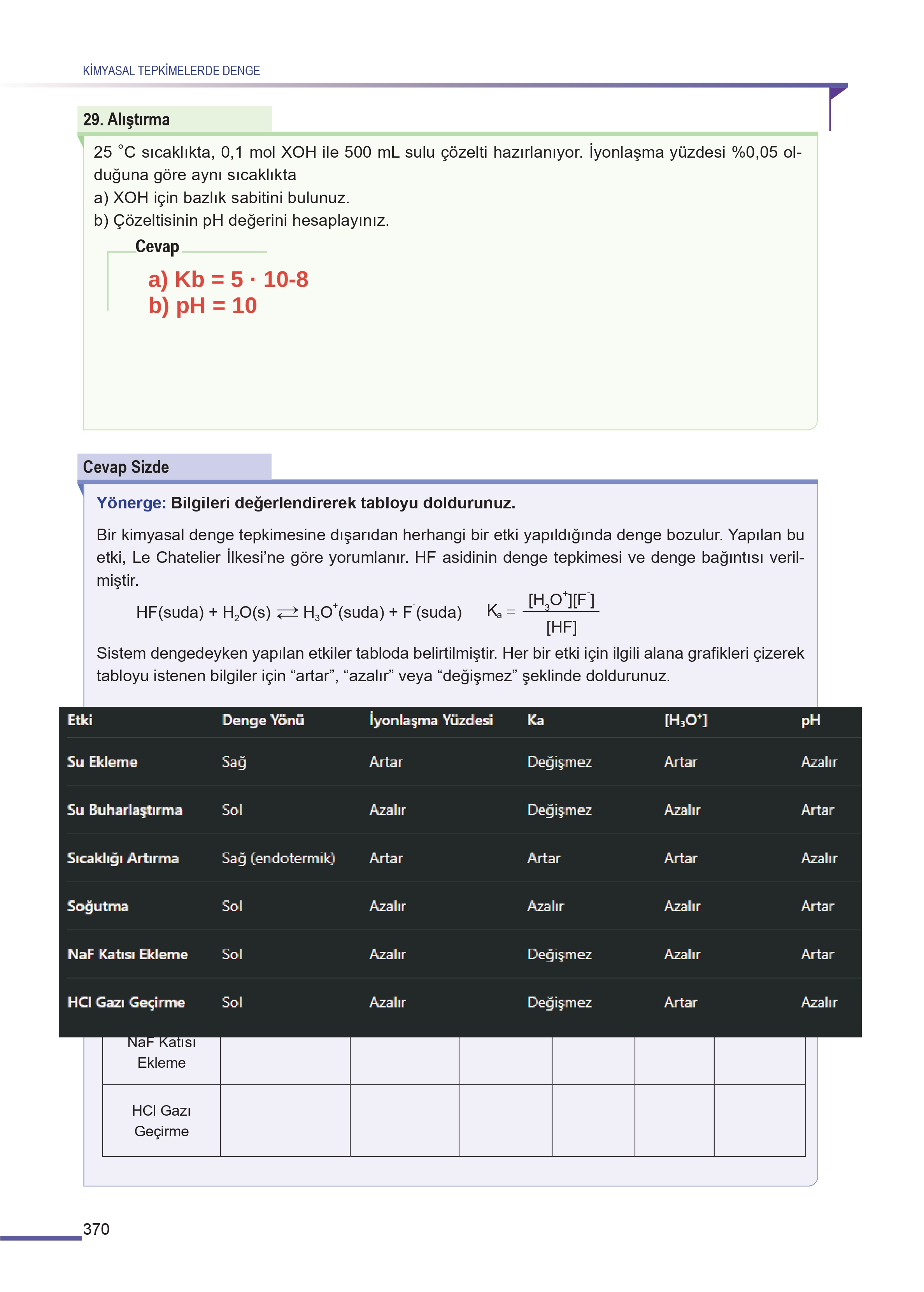 11. Sınıf Meb Yayınları Fen Lisesi Kimya Ders Kitabı Sayfa 370 Cevapları