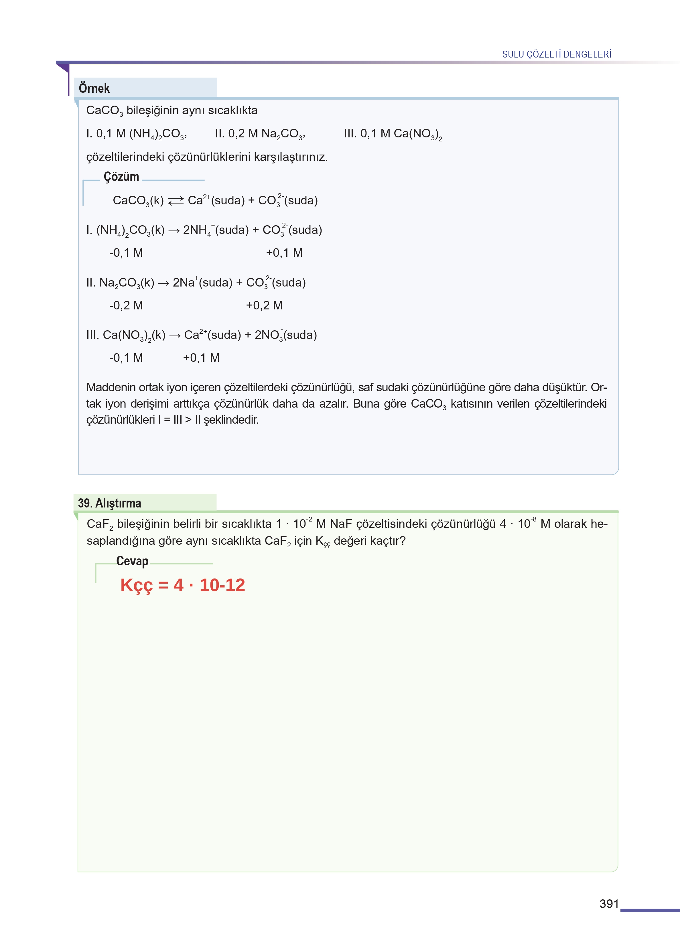 11. Sınıf Meb Yayınları Fen Lisesi Kimya Ders Kitabı Sayfa 391 Cevapları