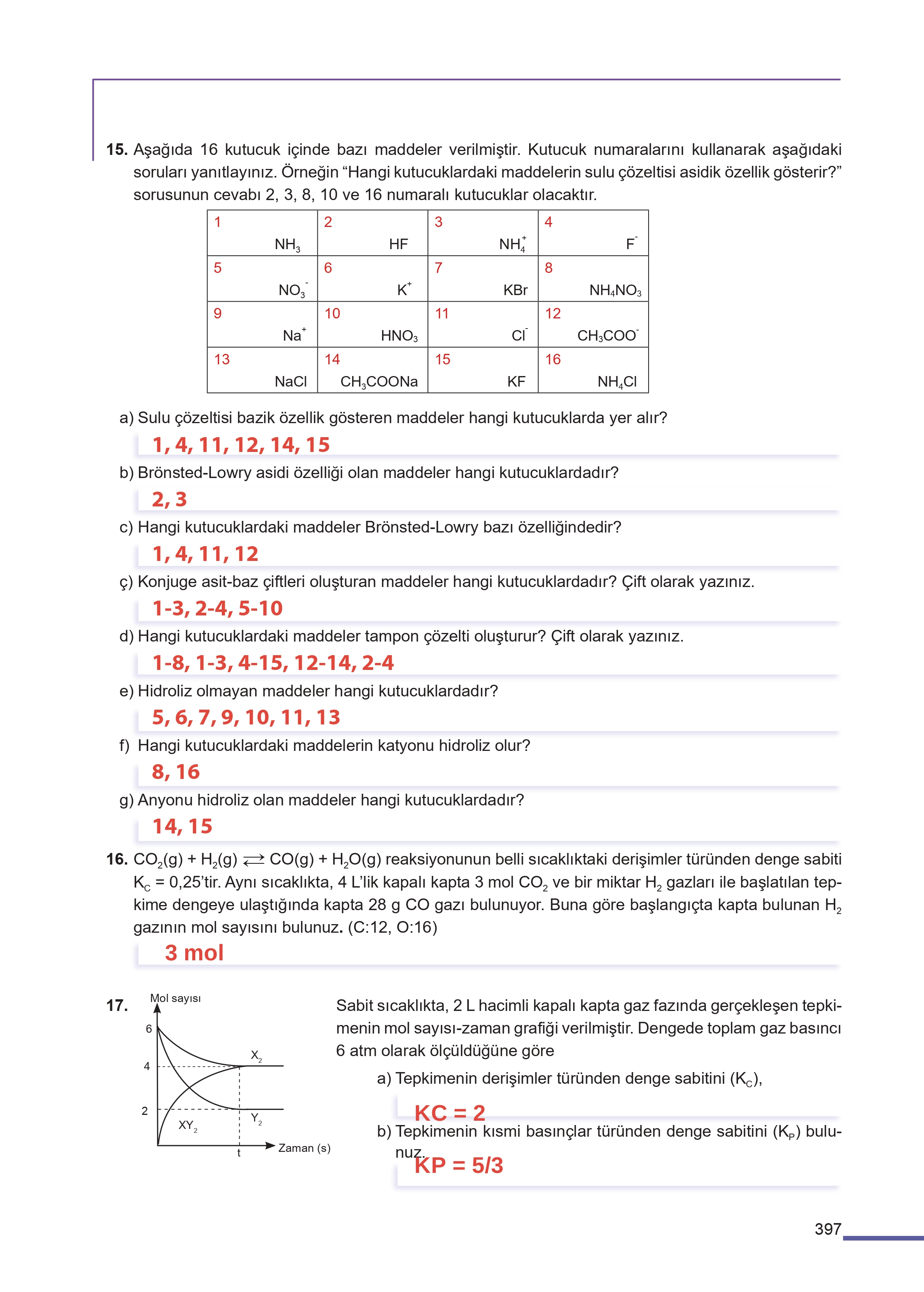 11. Sınıf Meb Yayınları Fen Lisesi Kimya Ders Kitabı Sayfa 397 Cevapları 11. Sınıf Meb Yayınları Fen Lisesi Kimya Ders Kitabı Sayfa 397 Cevapları