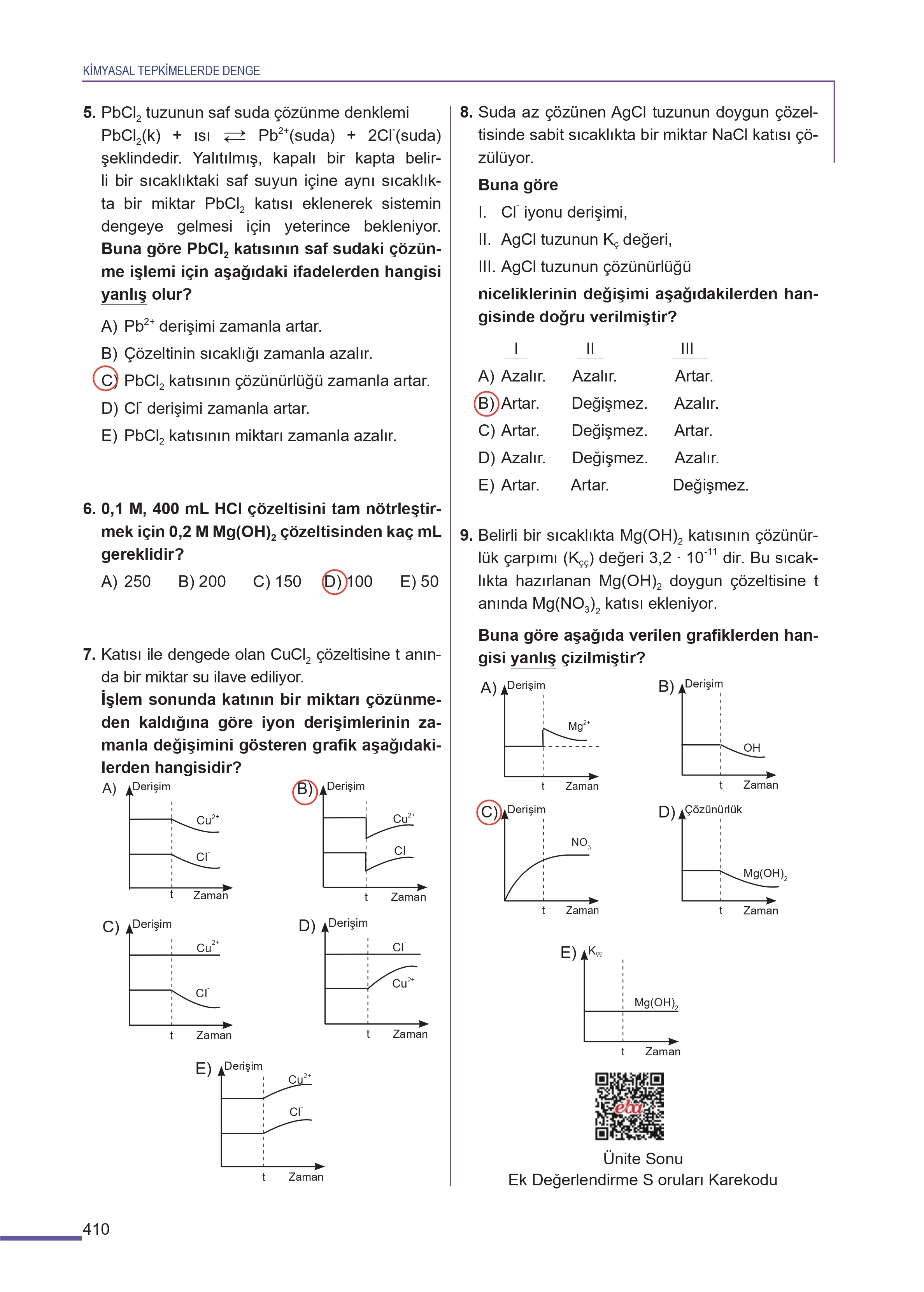11. Sınıf Meb Yayınları Fen Lisesi Kimya Ders Kitabı Sayfa 410 Cevapları