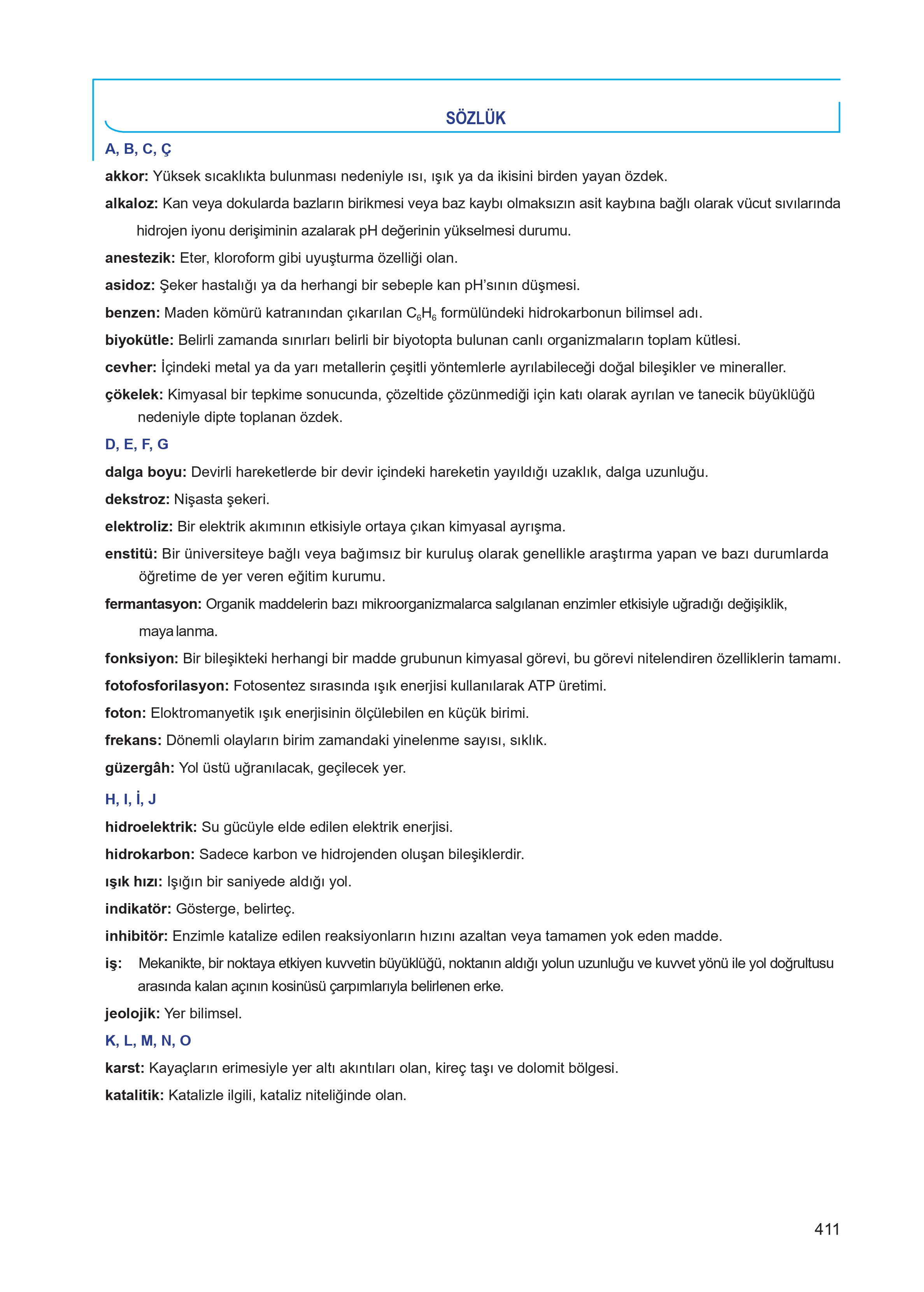 11. Sınıf Meb Yayınları Fen Lisesi Kimya Ders Kitabı Sayfa 411 Cevapları