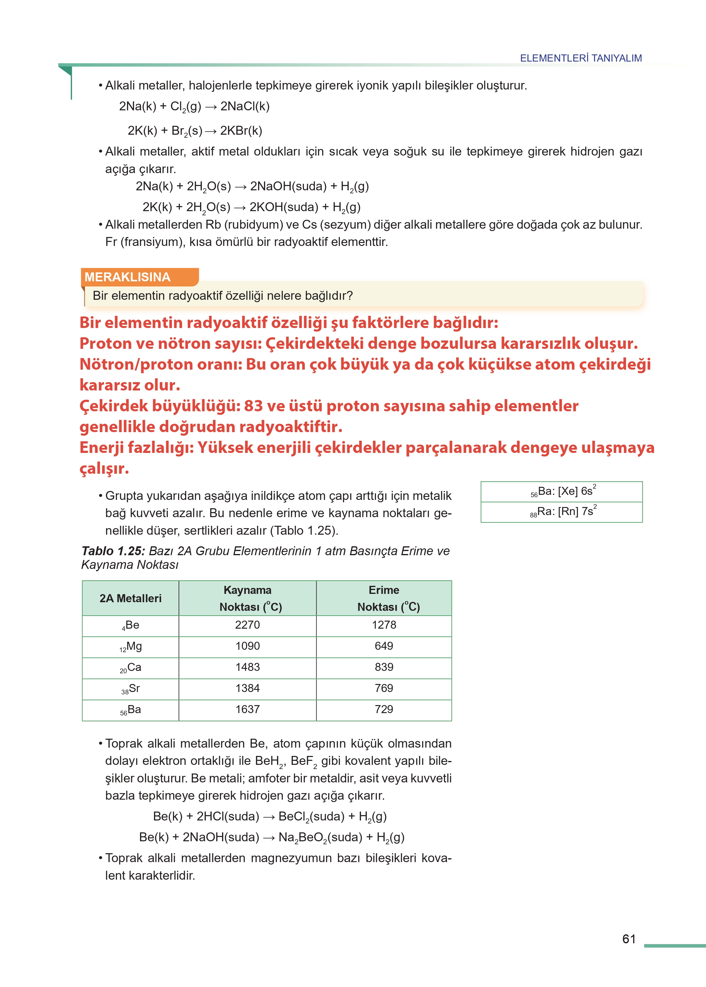 11. Sınıf Meb Yayınları Fen Lisesi Kimya Ders Kitabı Sayfa 61 Cevapları
