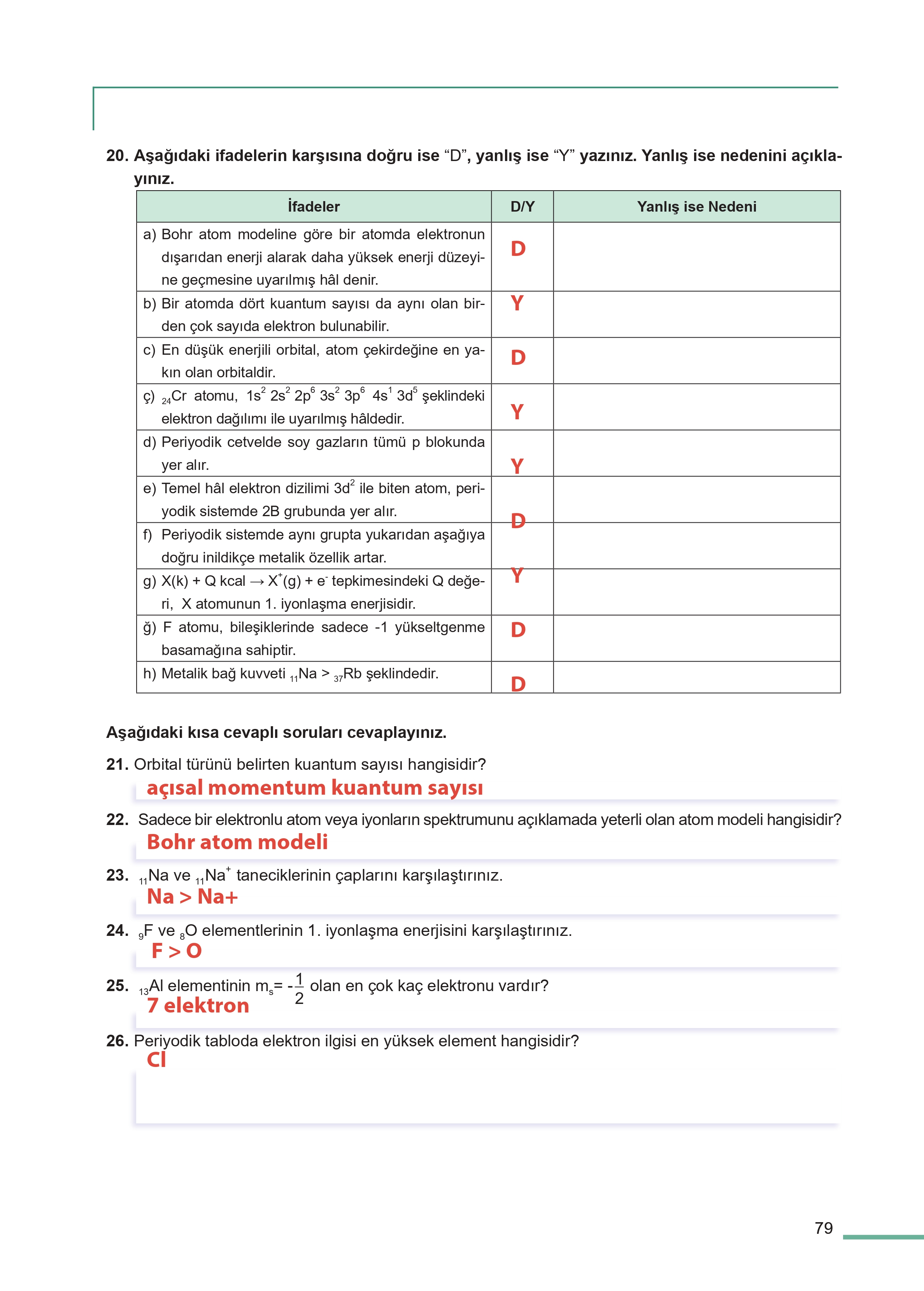11. Sınıf Meb Yayınları Fen Lisesi Kimya Ders Kitabı Sayfa 79 Cevapları 11. Sınıf Meb Yayınları Fen Lisesi Kimya Ders Kitabı Sayfa 79 Cevapları