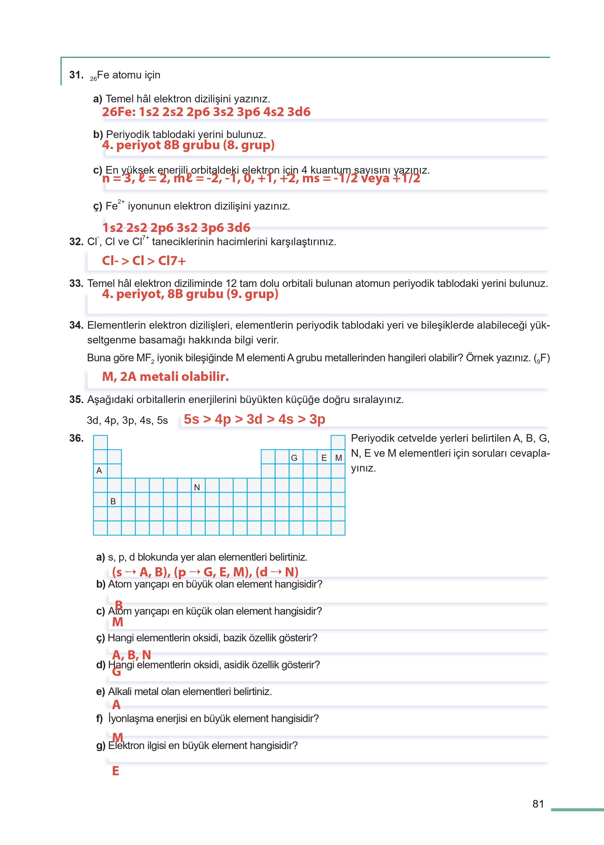 11. Sınıf Meb Yayınları Fen Lisesi Kimya Ders Kitabı Sayfa 81 Cevapları 11. Sınıf Meb Yayınları Fen Lisesi Kimya Ders Kitabı Sayfa 81 Cevapları