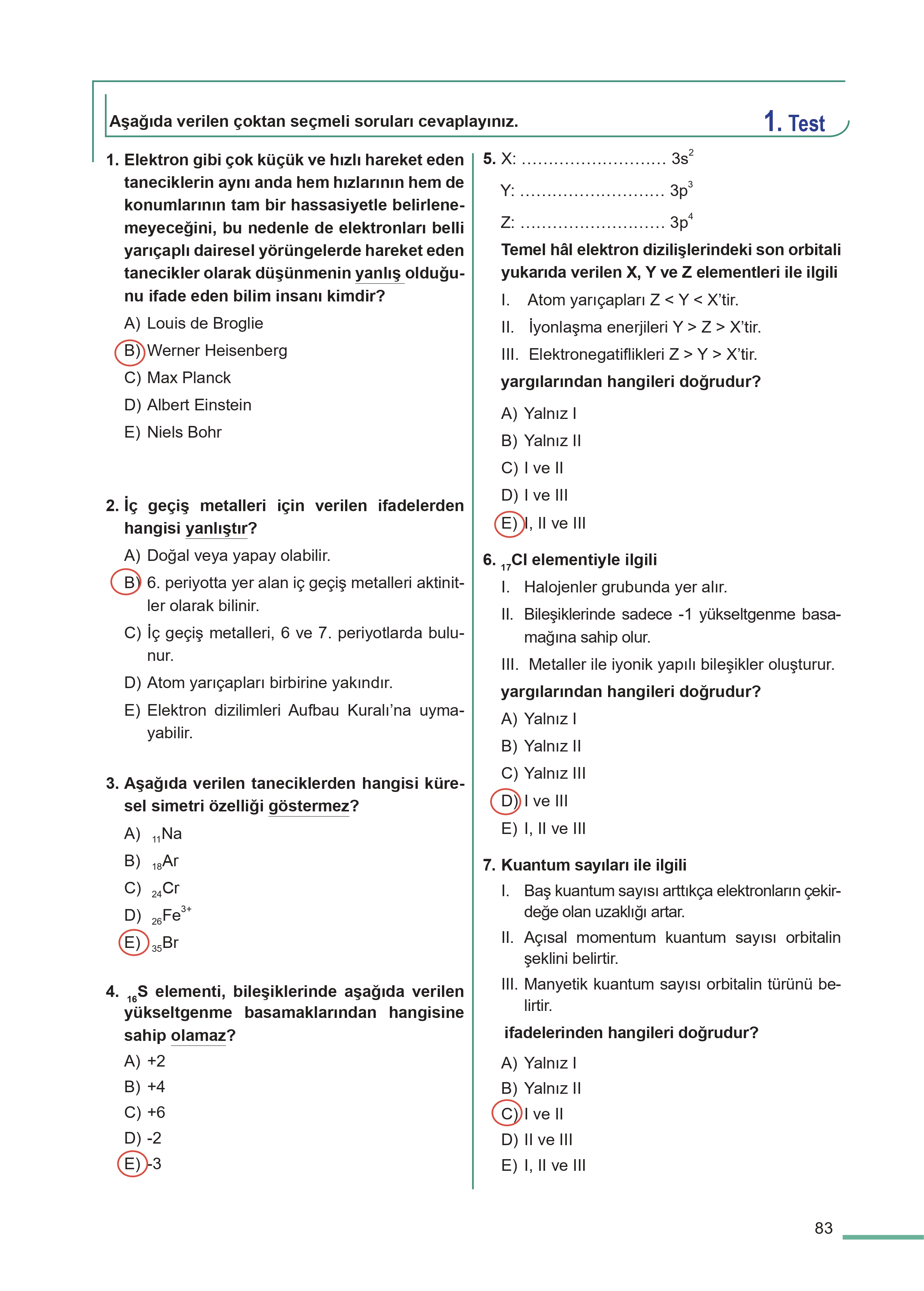 11. Sınıf Meb Yayınları Fen Lisesi Kimya Ders Kitabı Sayfa 83 Cevapları 11. Sınıf Meb Yayınları Fen Lisesi Kimya Ders Kitabı Sayfa 83 Cevapları