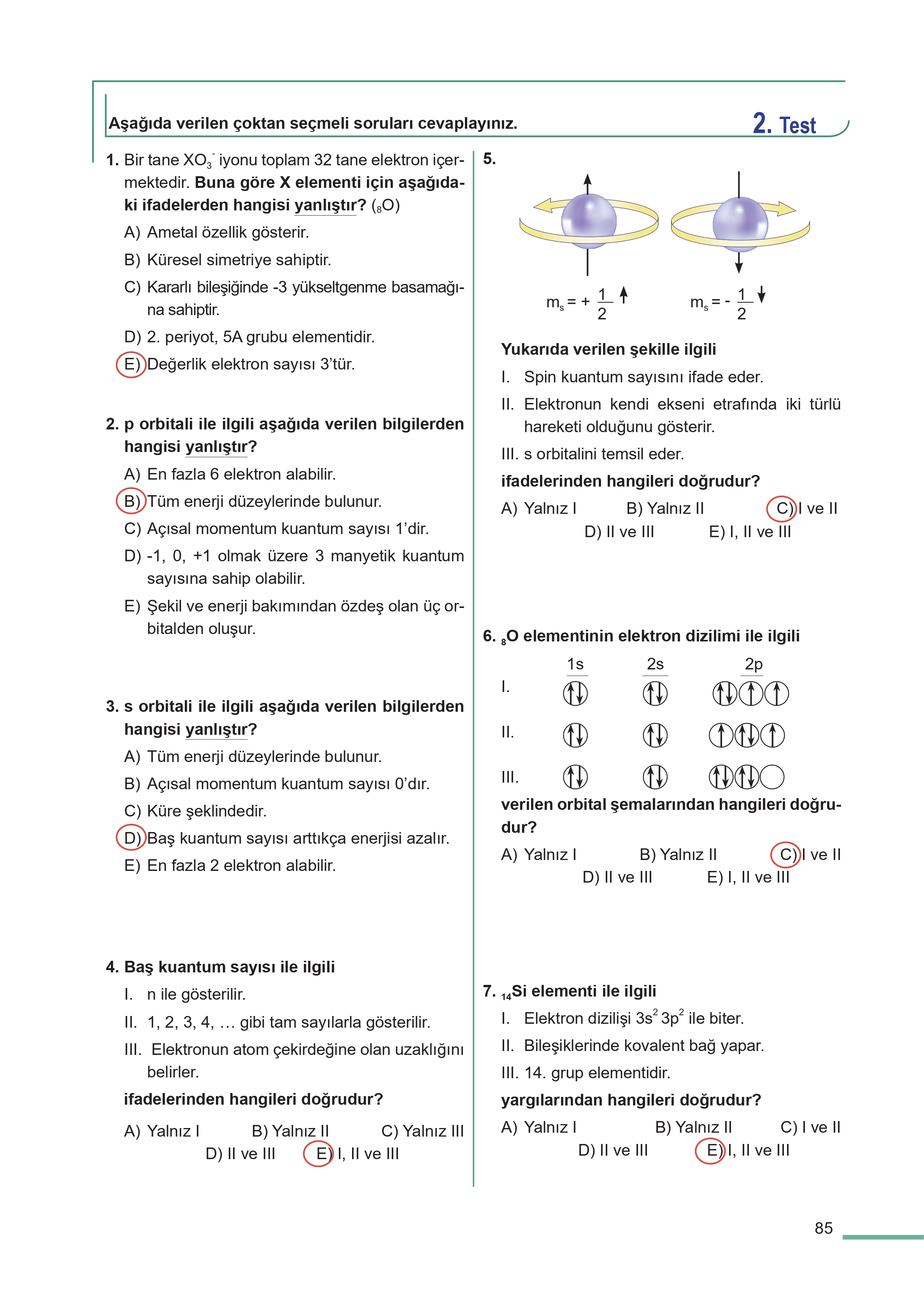 11. Sınıf Meb Yayınları Fen Lisesi Kimya Ders Kitabı Sayfa 85 Cevapları 11. Sınıf Meb Yayınları Fen Lisesi Kimya Ders Kitabı Sayfa 85 Cevapları