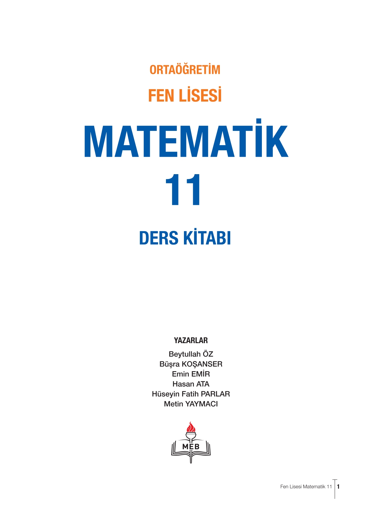 11. Sınıf Meb Yayınları Fen Lisesi Matematik Ders Kitabı Sayfa 1 Cevapları