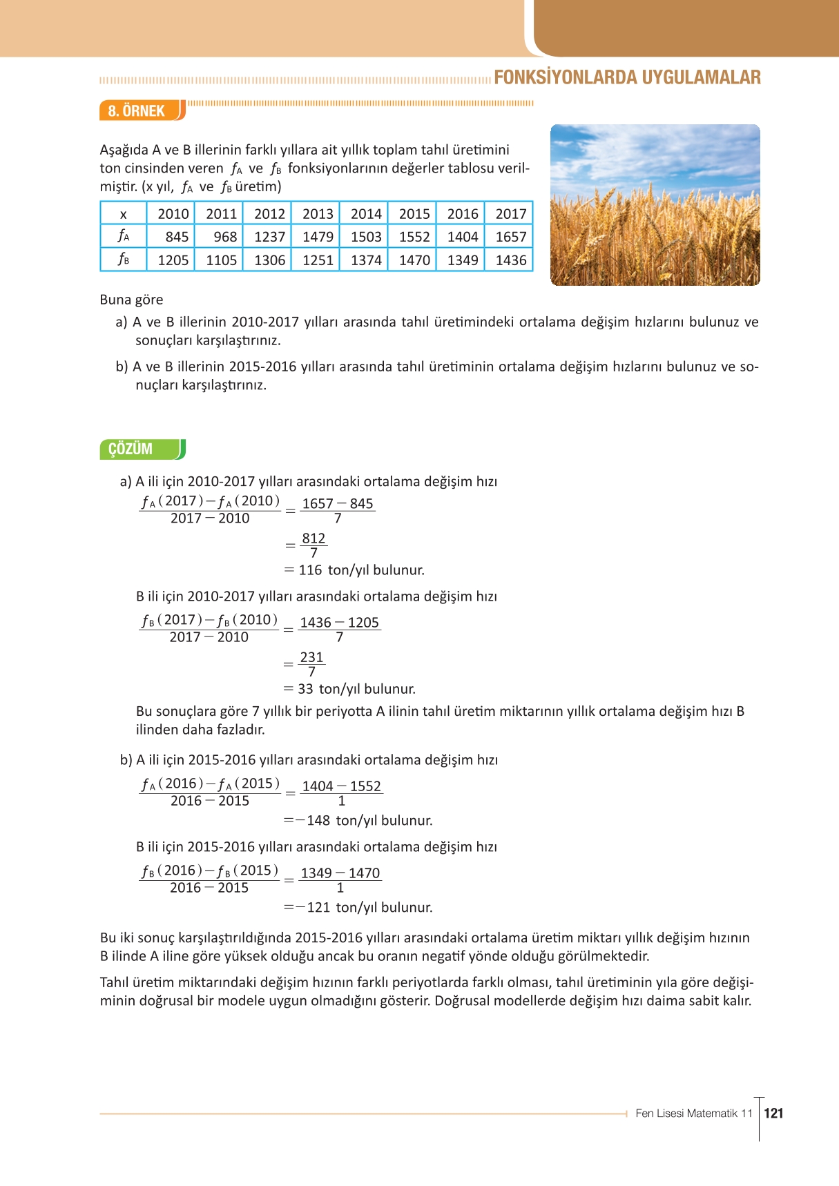 11. Sınıf Meb Yayınları Fen Lisesi Matematik Ders Kitabı Sayfa 121 Cevapları