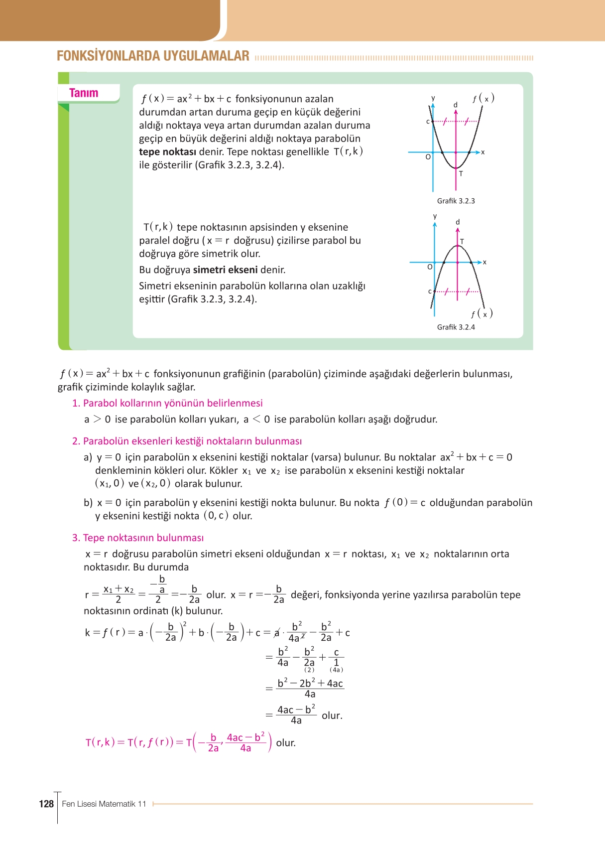 11. Sınıf Meb Yayınları Fen Lisesi Matematik Ders Kitabı Sayfa 128 Cevapları