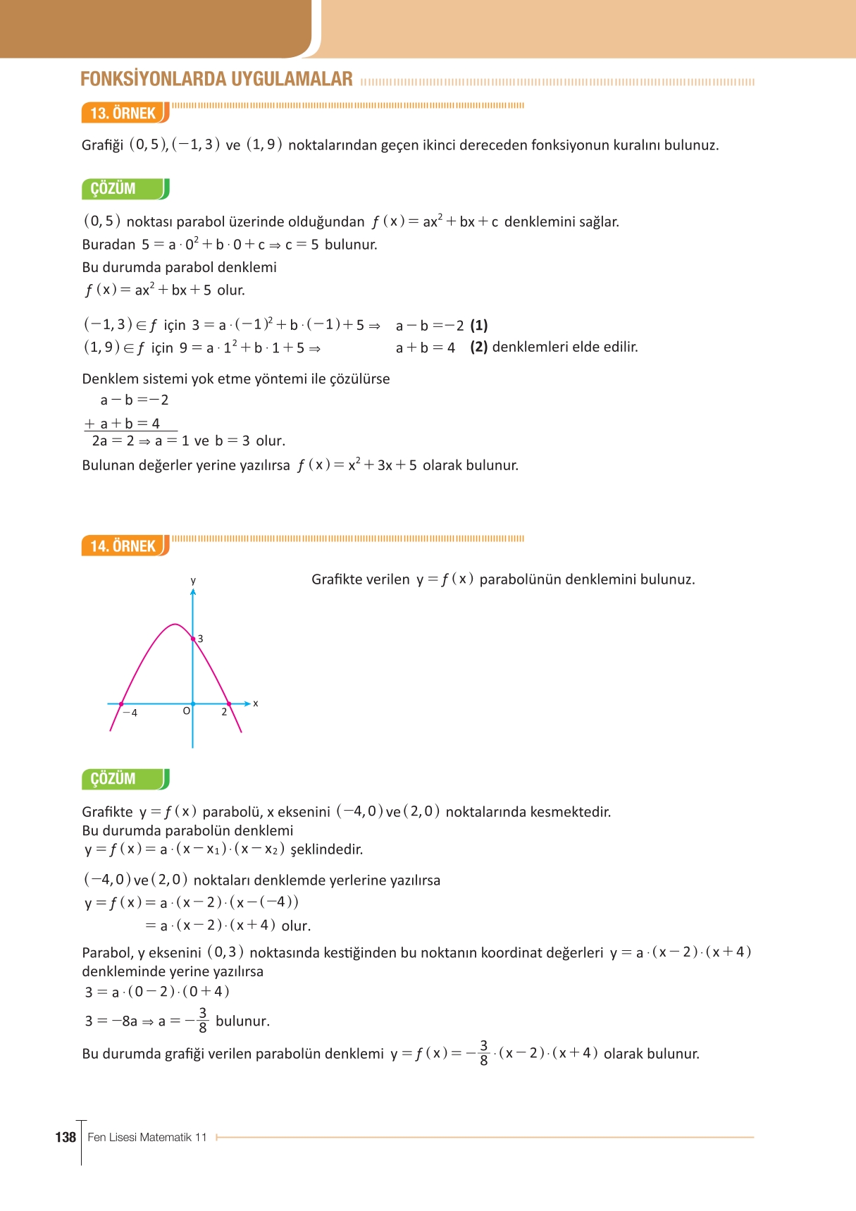 11. Sınıf Meb Yayınları Fen Lisesi Matematik Ders Kitabı Sayfa 138 Cevapları