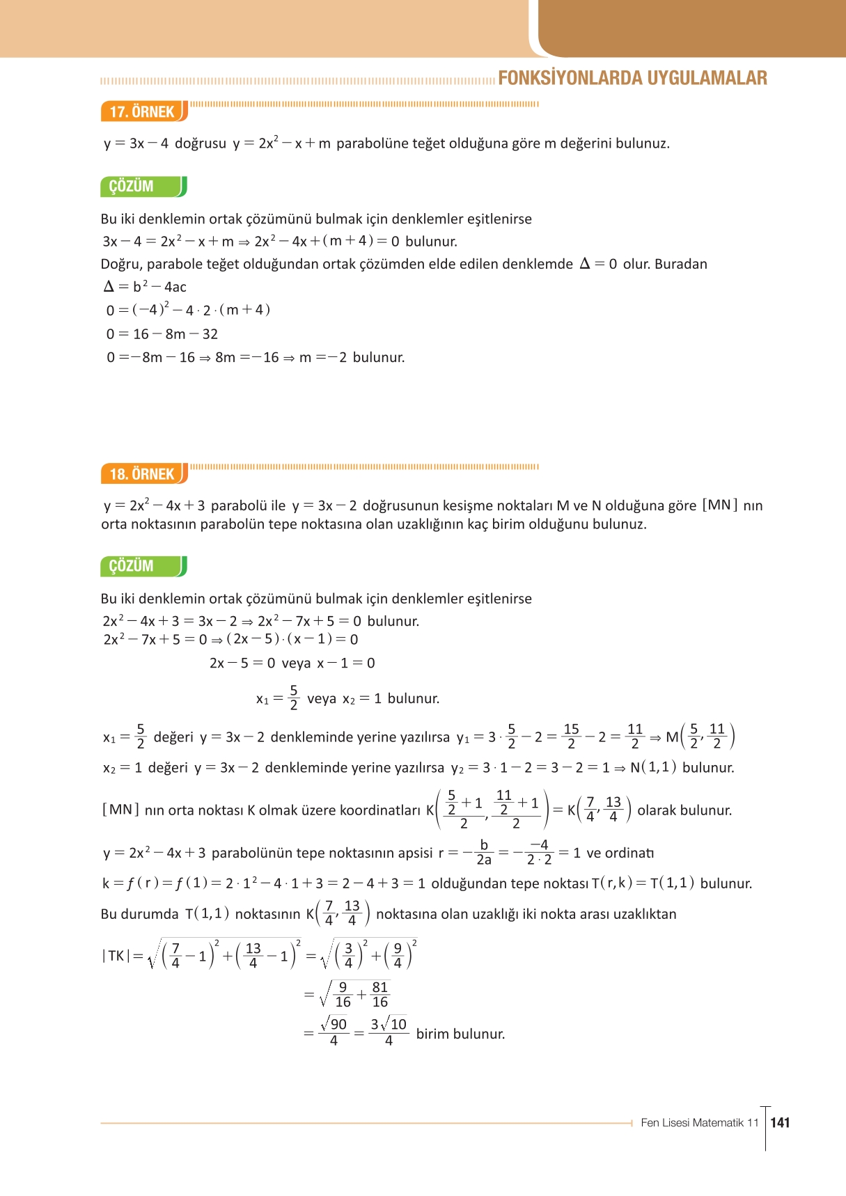 11. Sınıf Meb Yayınları Fen Lisesi Matematik Ders Kitabı Sayfa 141 Cevapları 11. Sınıf Meb Yayınları Fen Lisesi Matematik Ders Kitabı Sayfa 141 Cevapları
