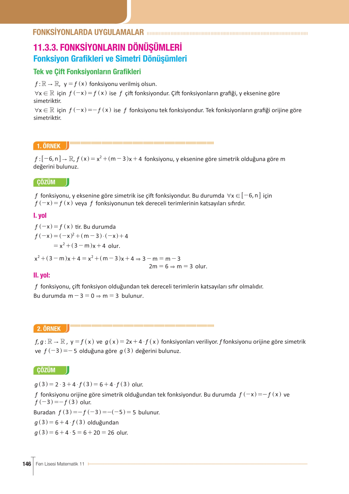 11. Sınıf Meb Yayınları Fen Lisesi Matematik Ders Kitabı Sayfa 146 Cevapları