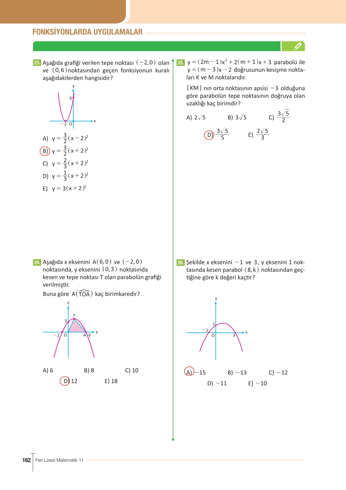 11. Sınıf Meb Yayınları Fen Lisesi Matematik Ders Kitabı Sayfa 162 Cevapları 11. Sınıf Meb Yayınları Fen Lisesi Matematik Ders Kitabı Sayfa 162 Cevapları