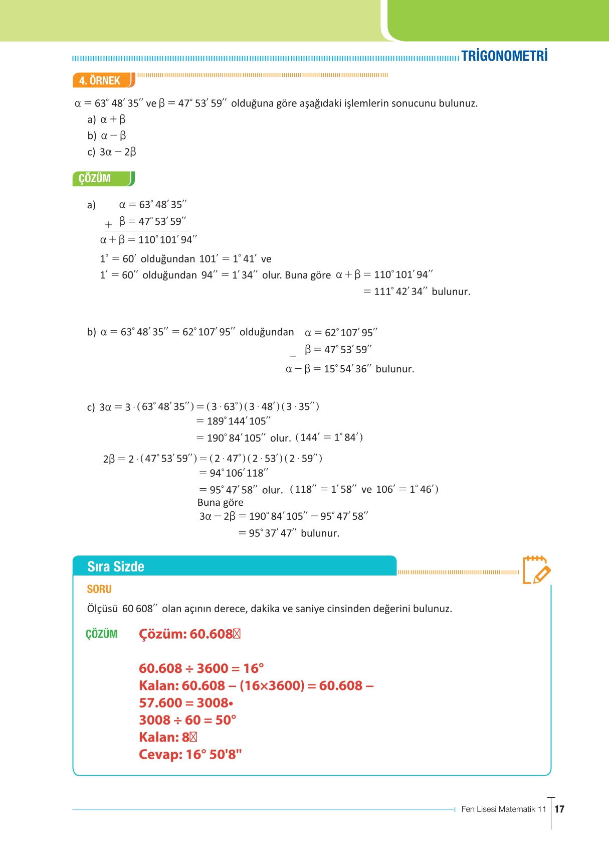 11. Sınıf Meb Yayınları Fen Lisesi Matematik Ders Kitabı Sayfa 17 Cevapları