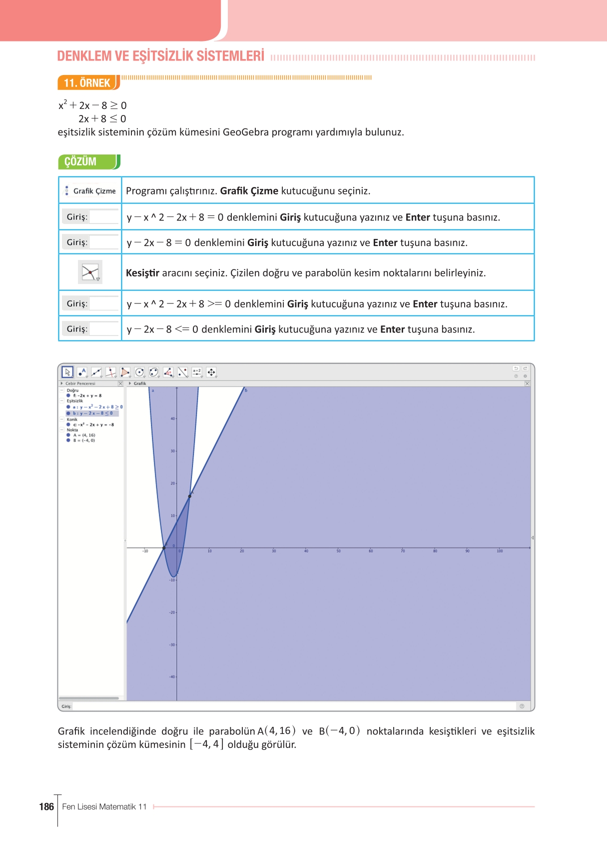 11. Sınıf Meb Yayınları Fen Lisesi Matematik Ders Kitabı Sayfa 186 Cevapları
