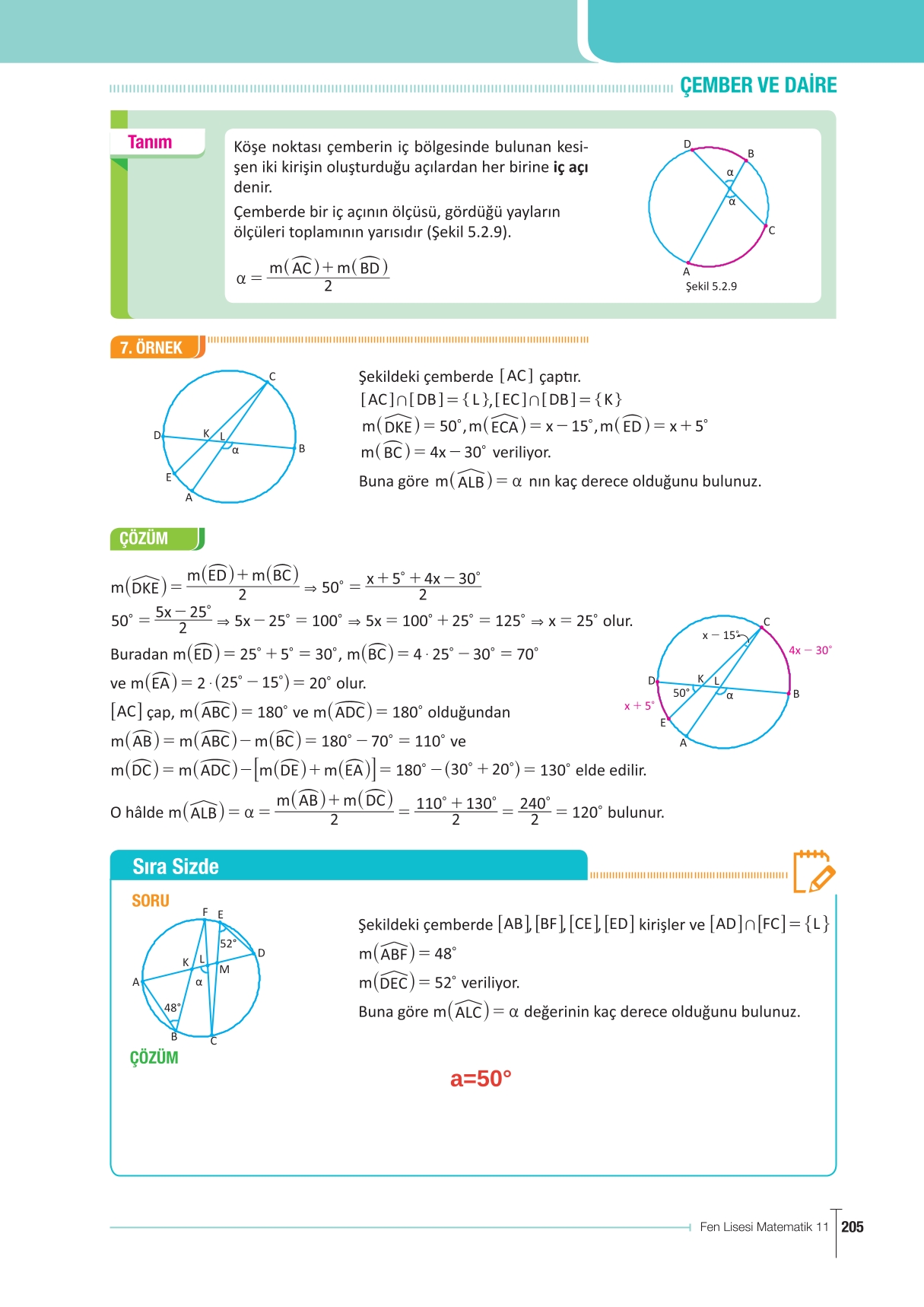 11. Sınıf Meb Yayınları Fen Lisesi Matematik Ders Kitabı Sayfa 205 Cevapları