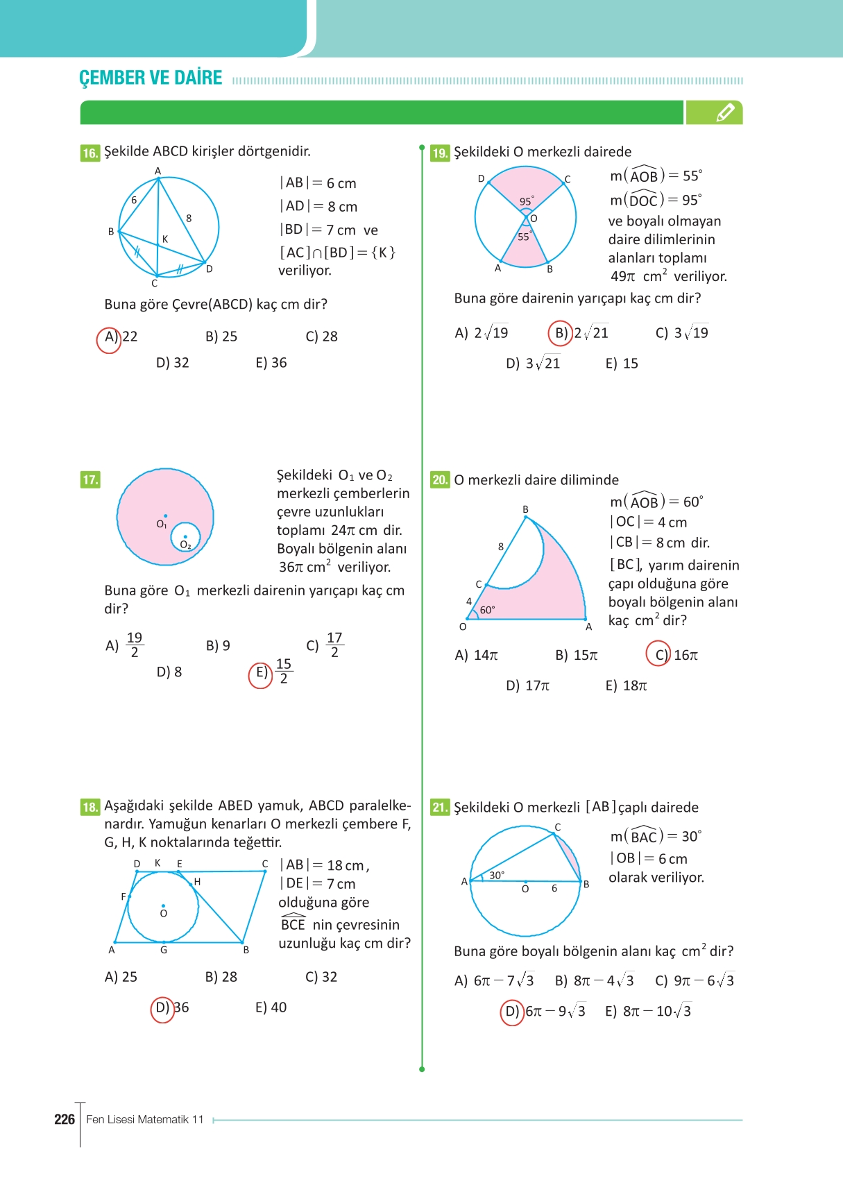 11. Sınıf Meb Yayınları Fen Lisesi Matematik Ders Kitabı Sayfa 226 Cevapları 11. Sınıf Meb Yayınları Fen Lisesi Matematik Ders Kitabı Sayfa 226 Cevapları