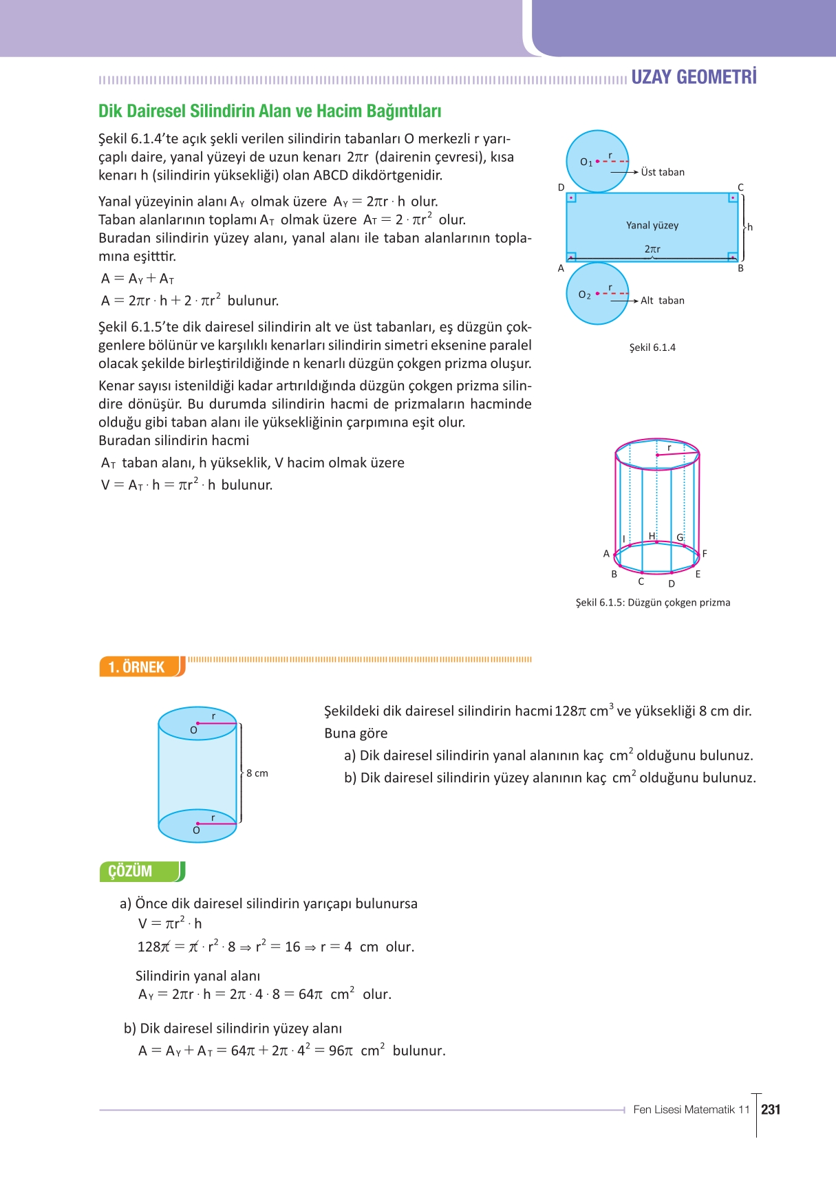 11. Sınıf Meb Yayınları Fen Lisesi Matematik Ders Kitabı Sayfa 231 Cevapları