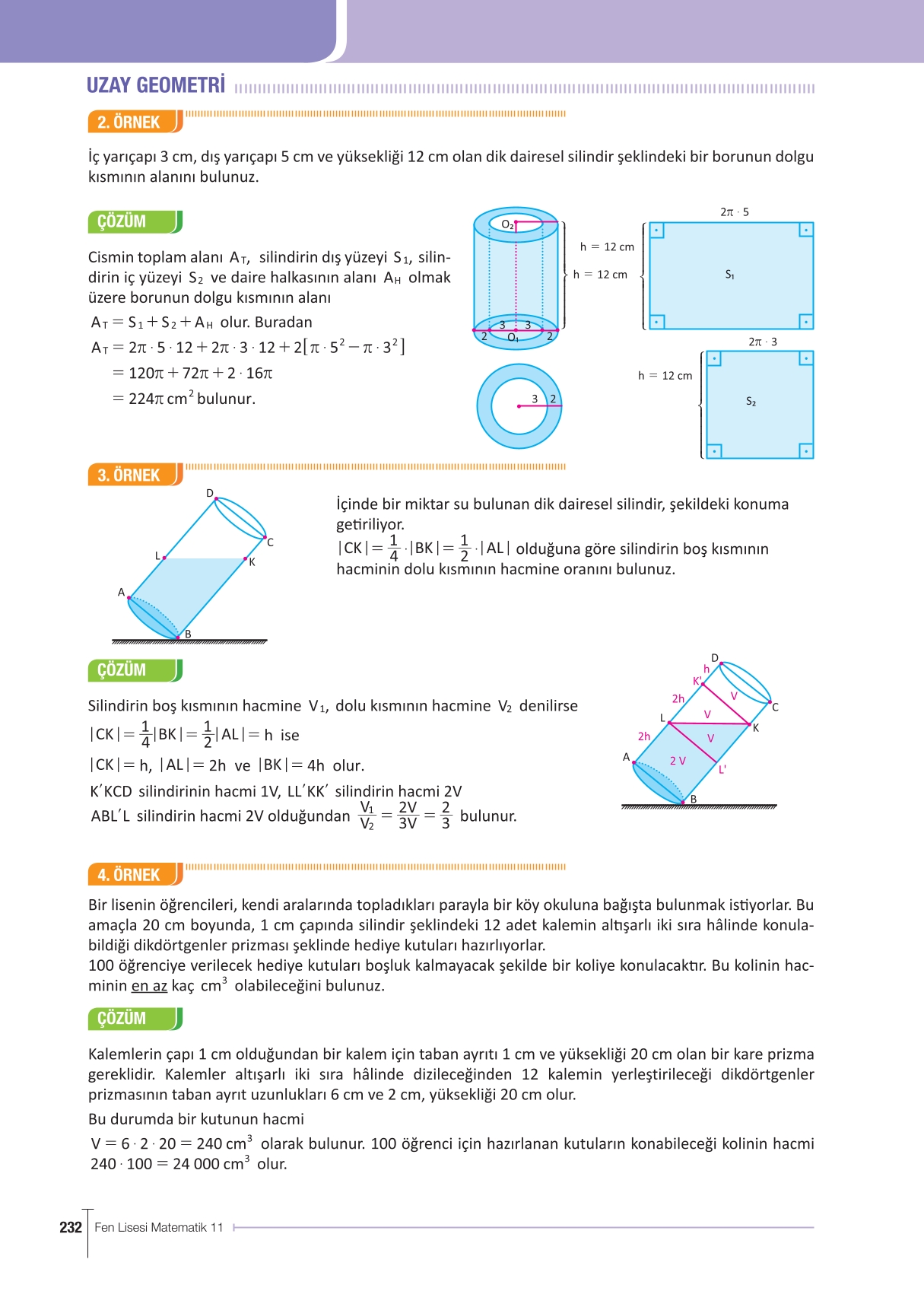 11. Sınıf Meb Yayınları Fen Lisesi Matematik Ders Kitabı Sayfa 232 Cevapları
