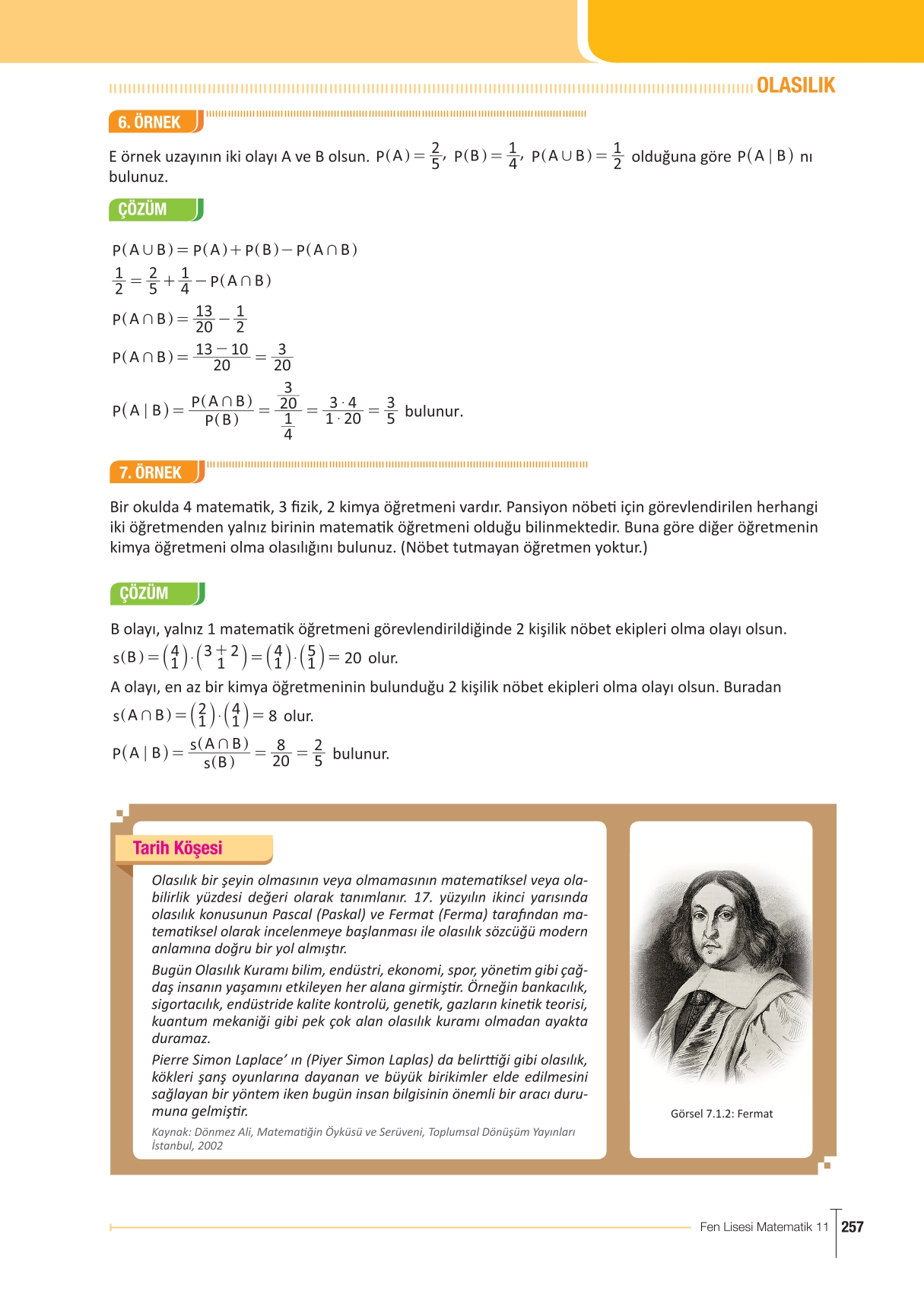 11. Sınıf Meb Yayınları Fen Lisesi Matematik Ders Kitabı Sayfa 257 Cevapları