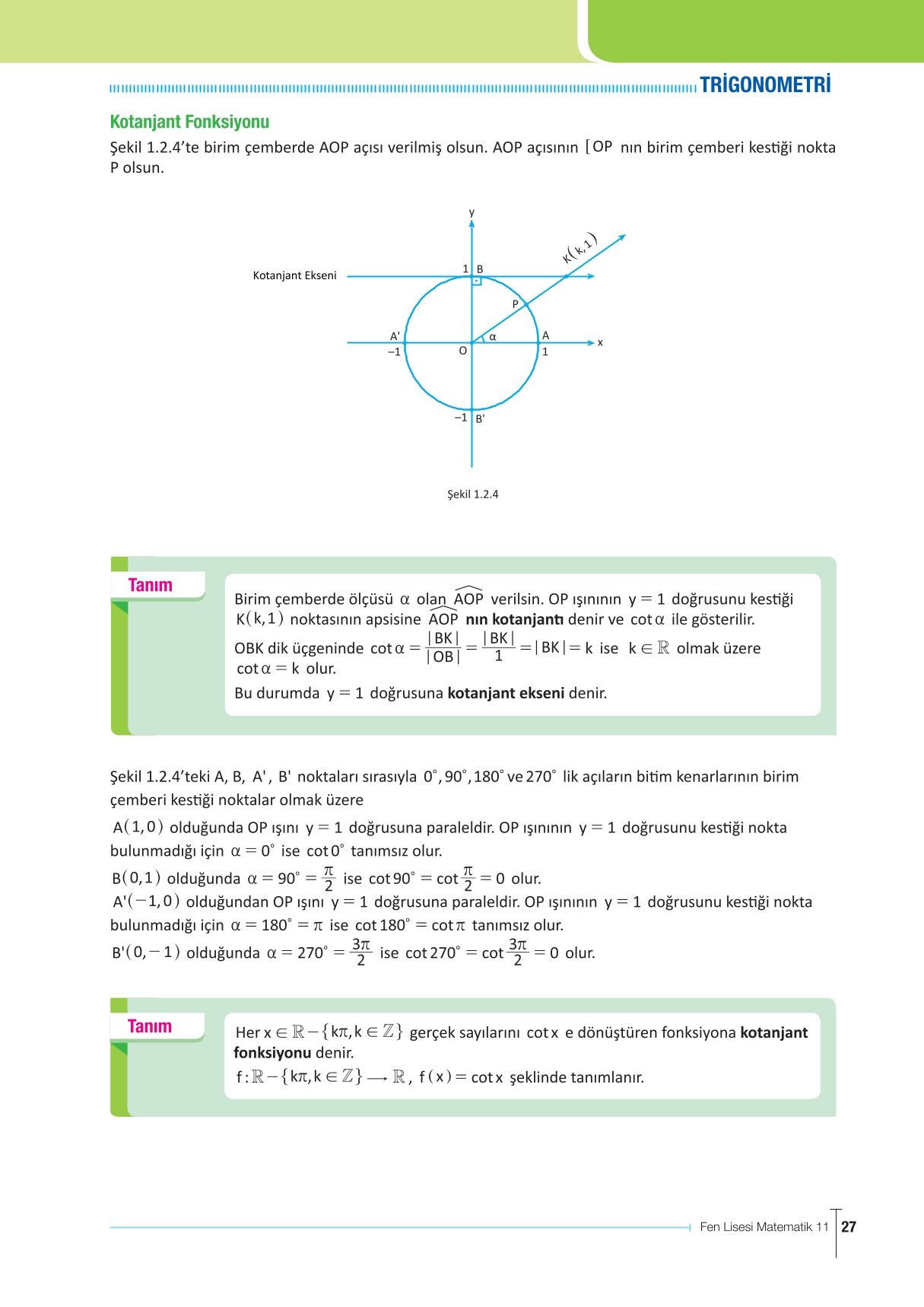 11. Sınıf Meb Yayınları Fen Lisesi Matematik Ders Kitabı Sayfa 27 Cevapları