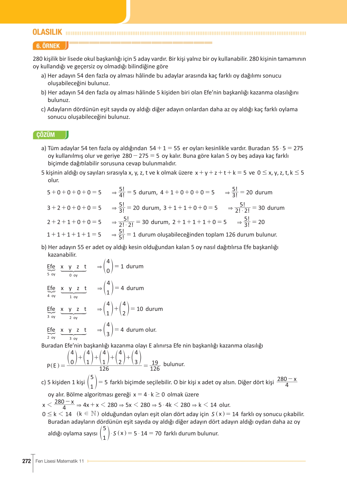 11. Sınıf Meb Yayınları Fen Lisesi Matematik Ders Kitabı Sayfa 272 Cevapları