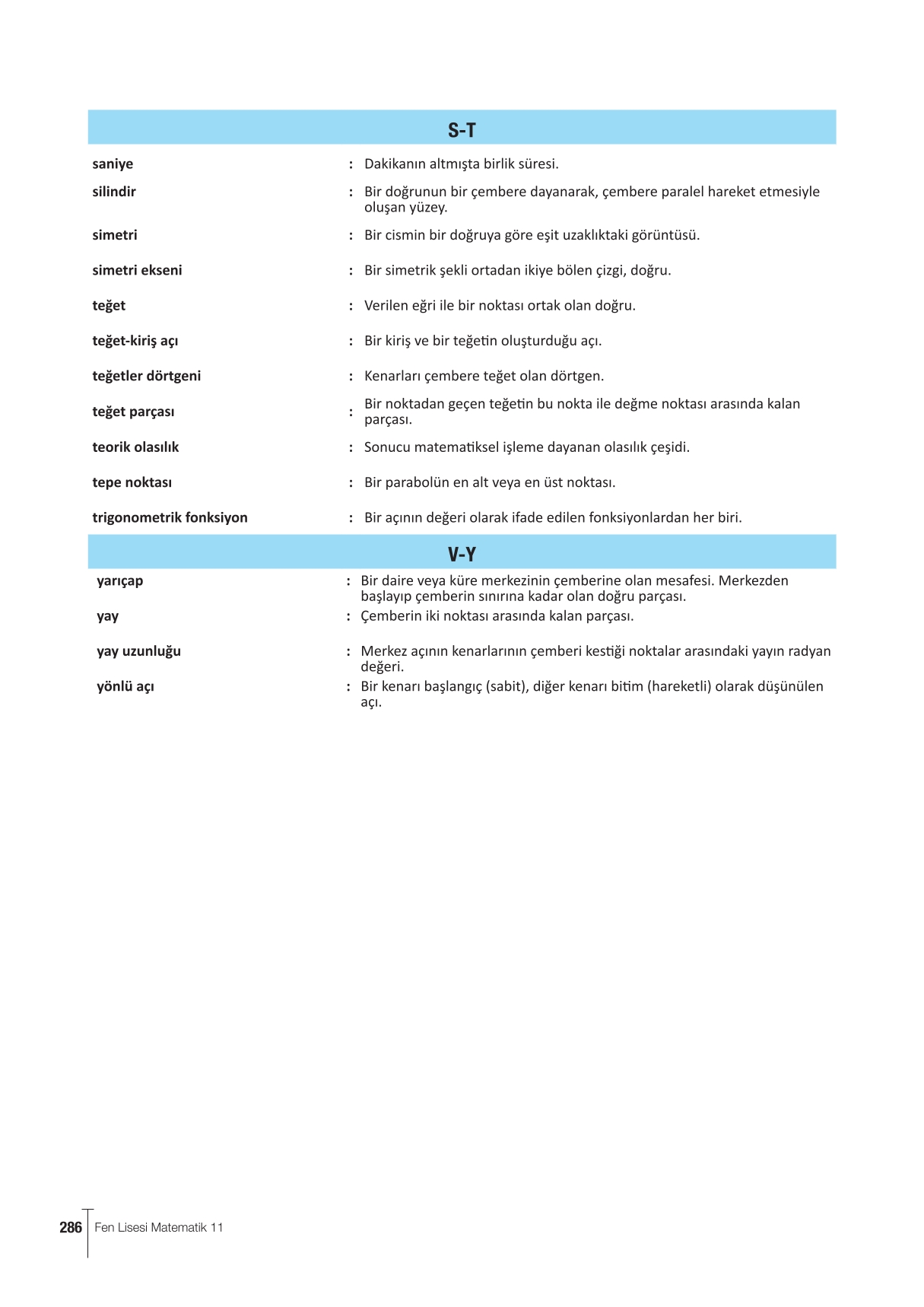 11. Sınıf Meb Yayınları Fen Lisesi Matematik Ders Kitabı Sayfa 286 Cevapları