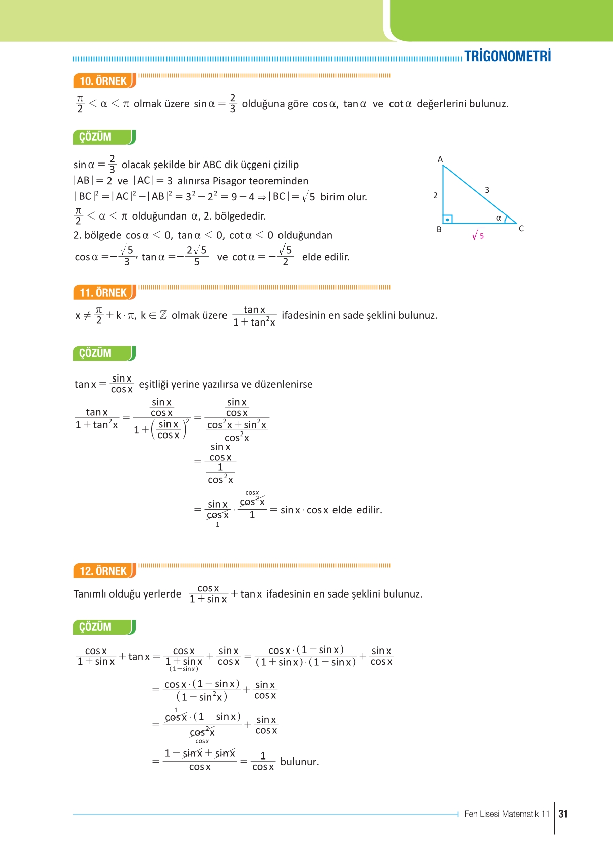 11. Sınıf Meb Yayınları Fen Lisesi Matematik Ders Kitabı Sayfa 31 Cevapları 11. Sınıf Meb Yayınları Fen Lisesi Matematik Ders Kitabı Sayfa 31 Cevapları