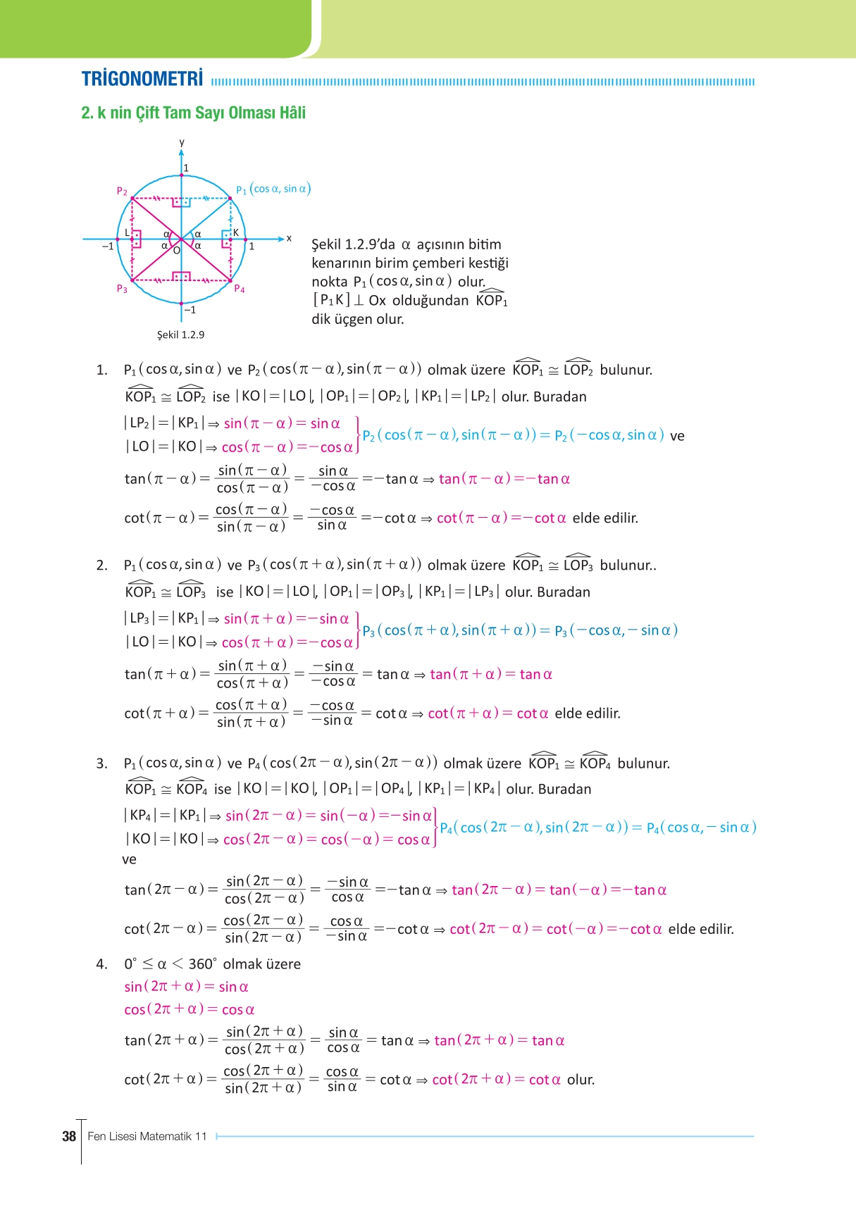 11. Sınıf Meb Yayınları Fen Lisesi Matematik Ders Kitabı Sayfa 38 Cevapları
