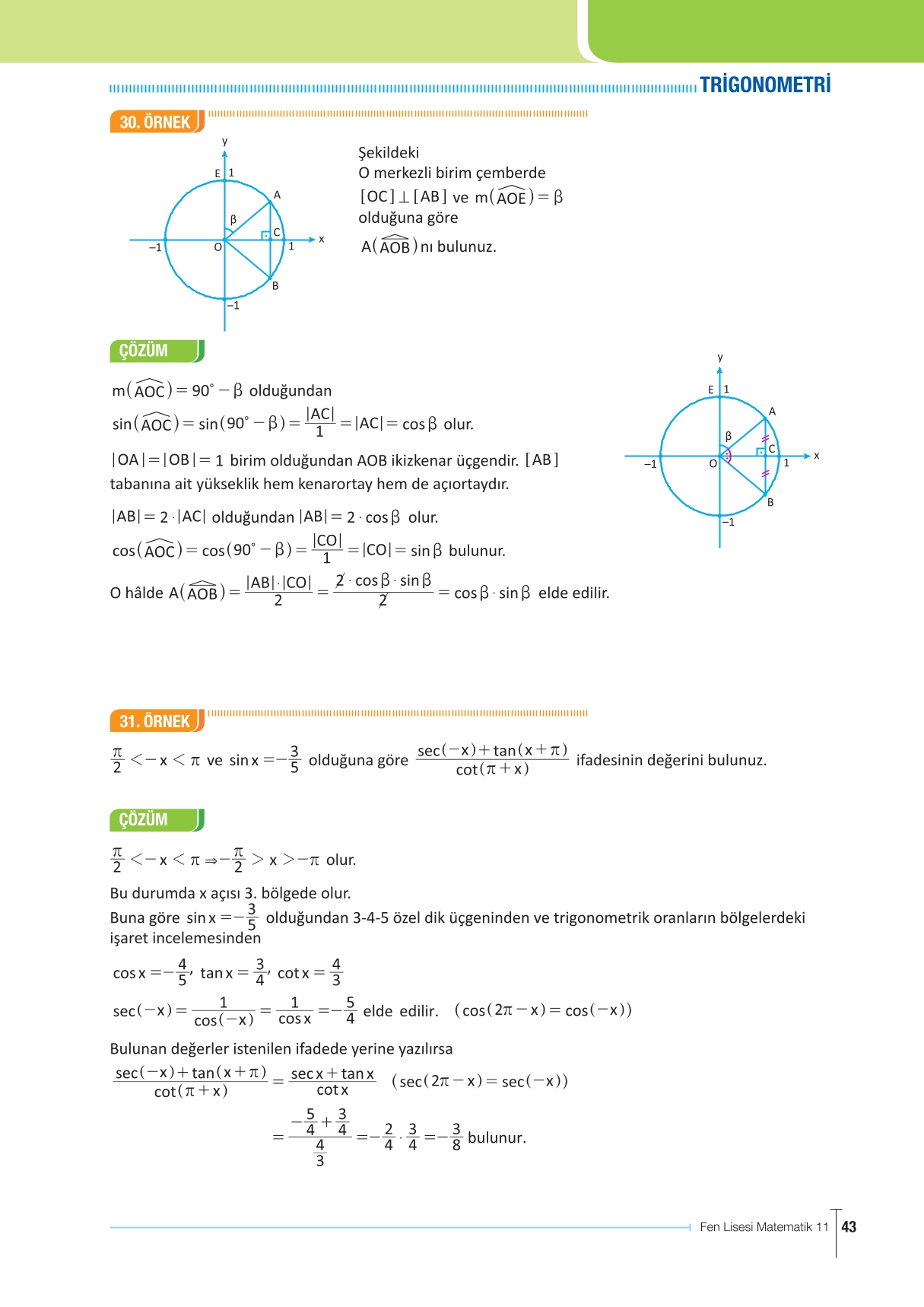 11. Sınıf Meb Yayınları Fen Lisesi Matematik Ders Kitabı Sayfa 43 Cevapları
