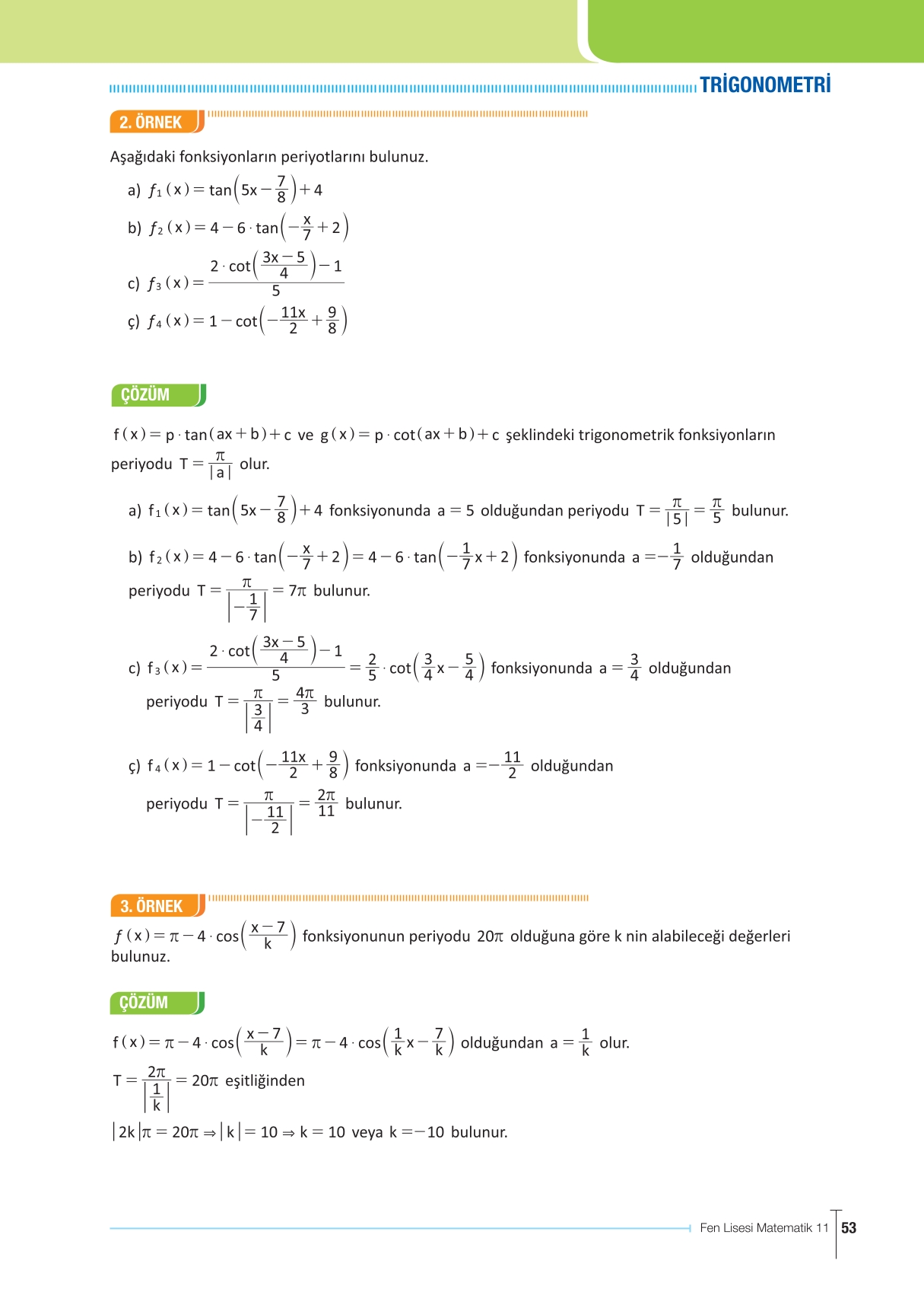 11. Sınıf Meb Yayınları Fen Lisesi Matematik Ders Kitabı Sayfa 53 Cevapları