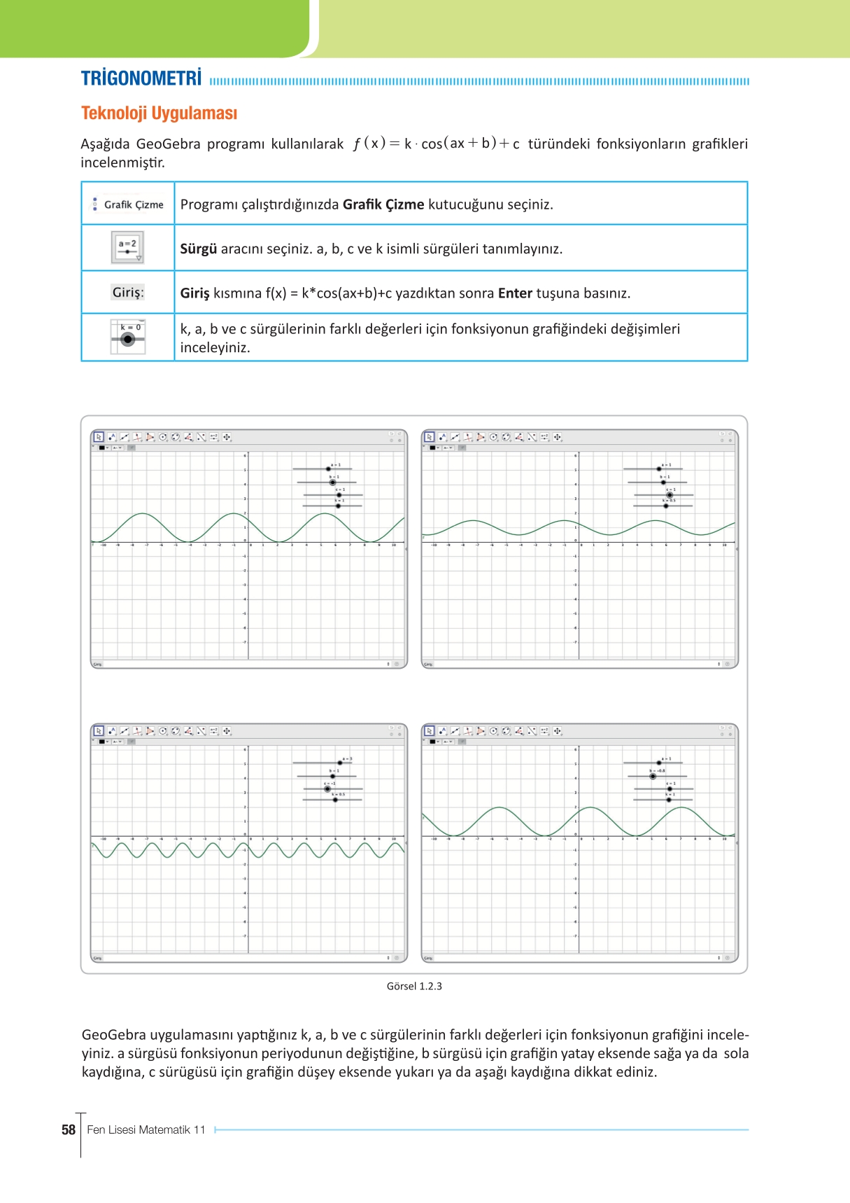 11. Sınıf Meb Yayınları Fen Lisesi Matematik Ders Kitabı Sayfa 58 Cevapları