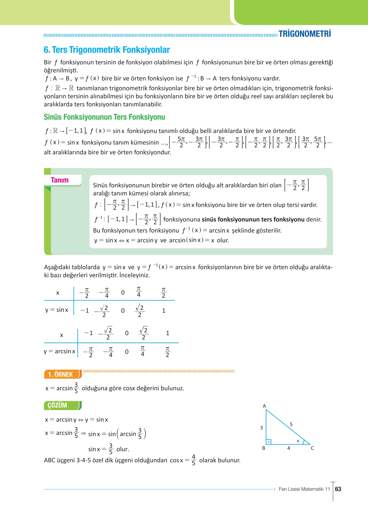 11. Sınıf Meb Yayınları Fen Lisesi Matematik Ders Kitabı Sayfa 63 Cevapları 11. Sınıf Meb Yayınları Fen Lisesi Matematik Ders Kitabı Sayfa 63 Cevapları