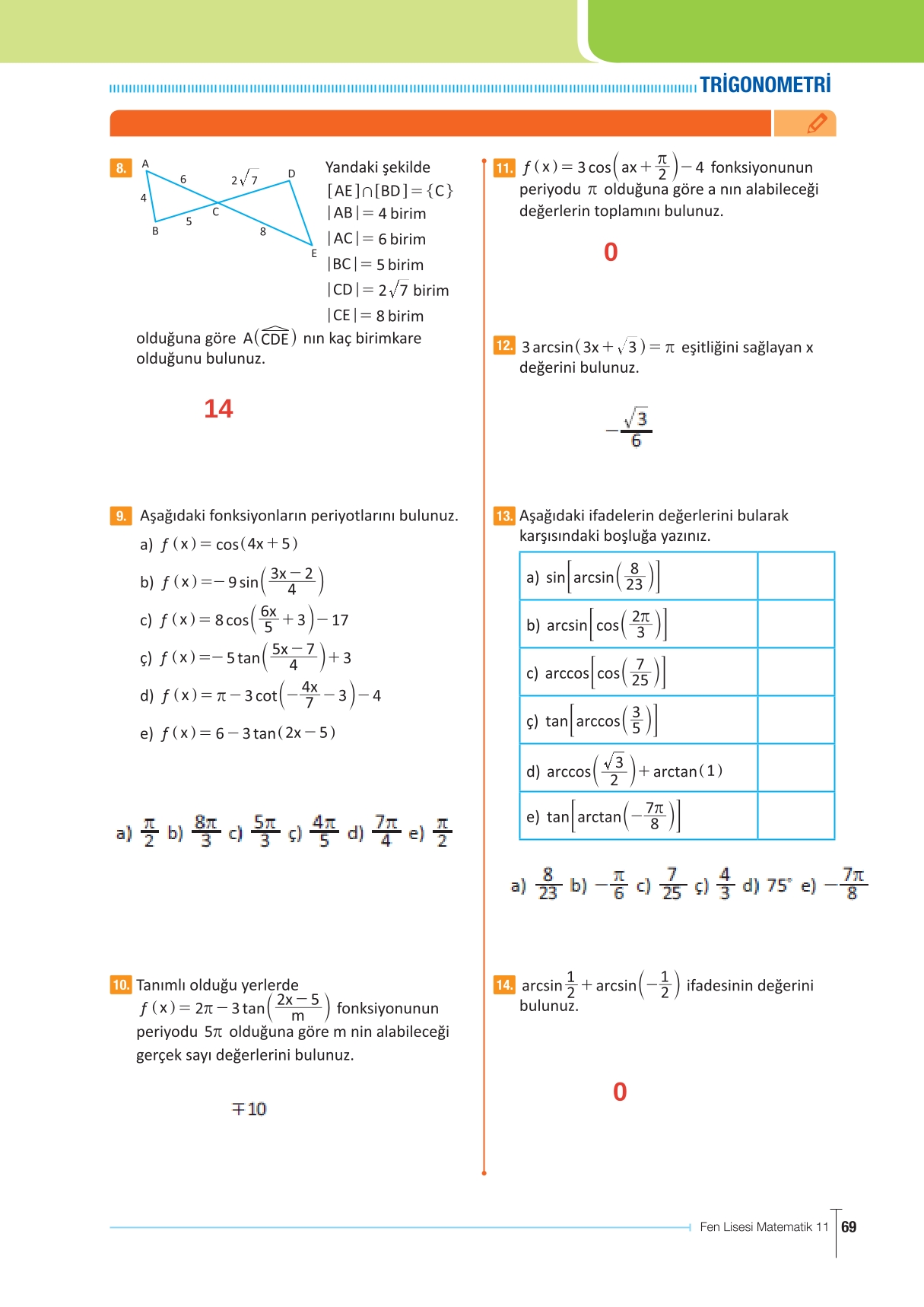 11. Sınıf Meb Yayınları Fen Lisesi Matematik Ders Kitabı Sayfa 69 Cevapları 11. Sınıf Meb Yayınları Fen Lisesi Matematik Ders Kitabı Sayfa 69 Cevapları