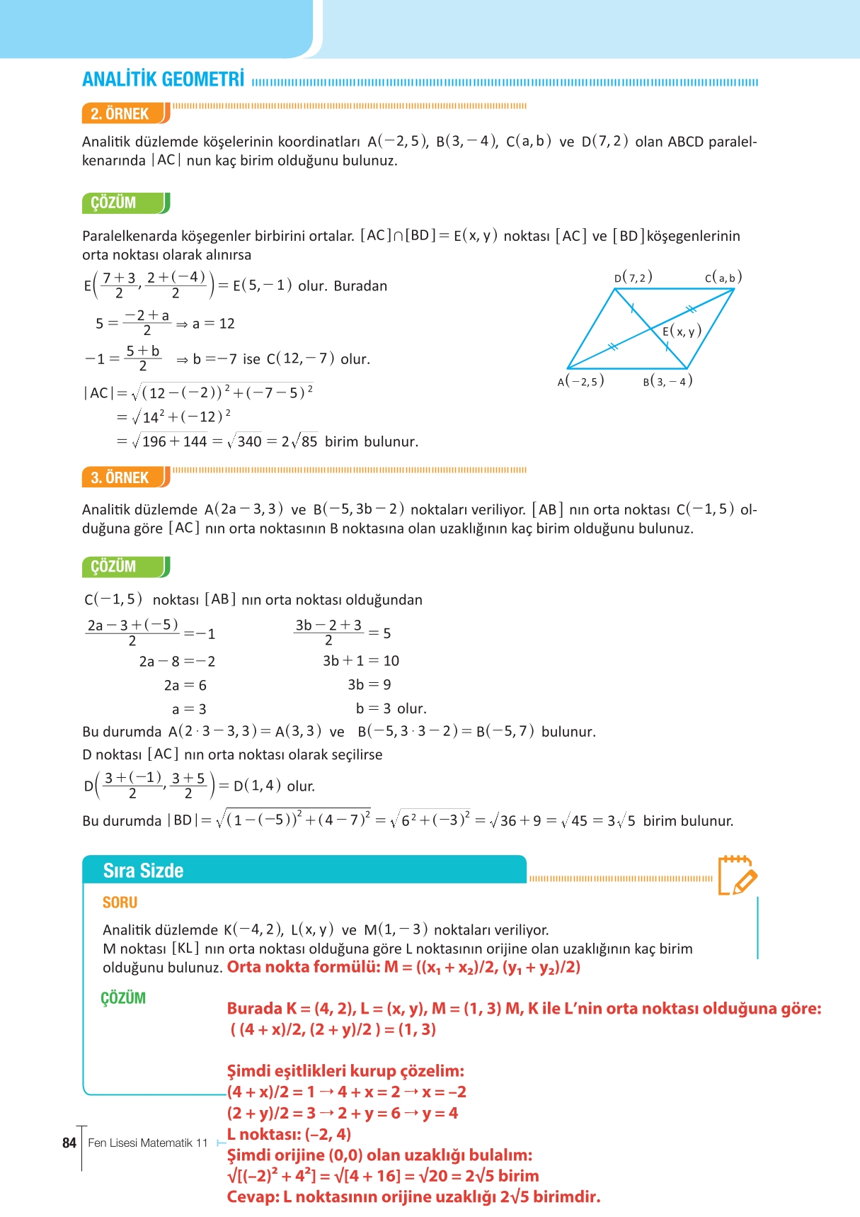 11. Sınıf Meb Yayınları Fen Lisesi Matematik Ders Kitabı Sayfa 84 Cevapları