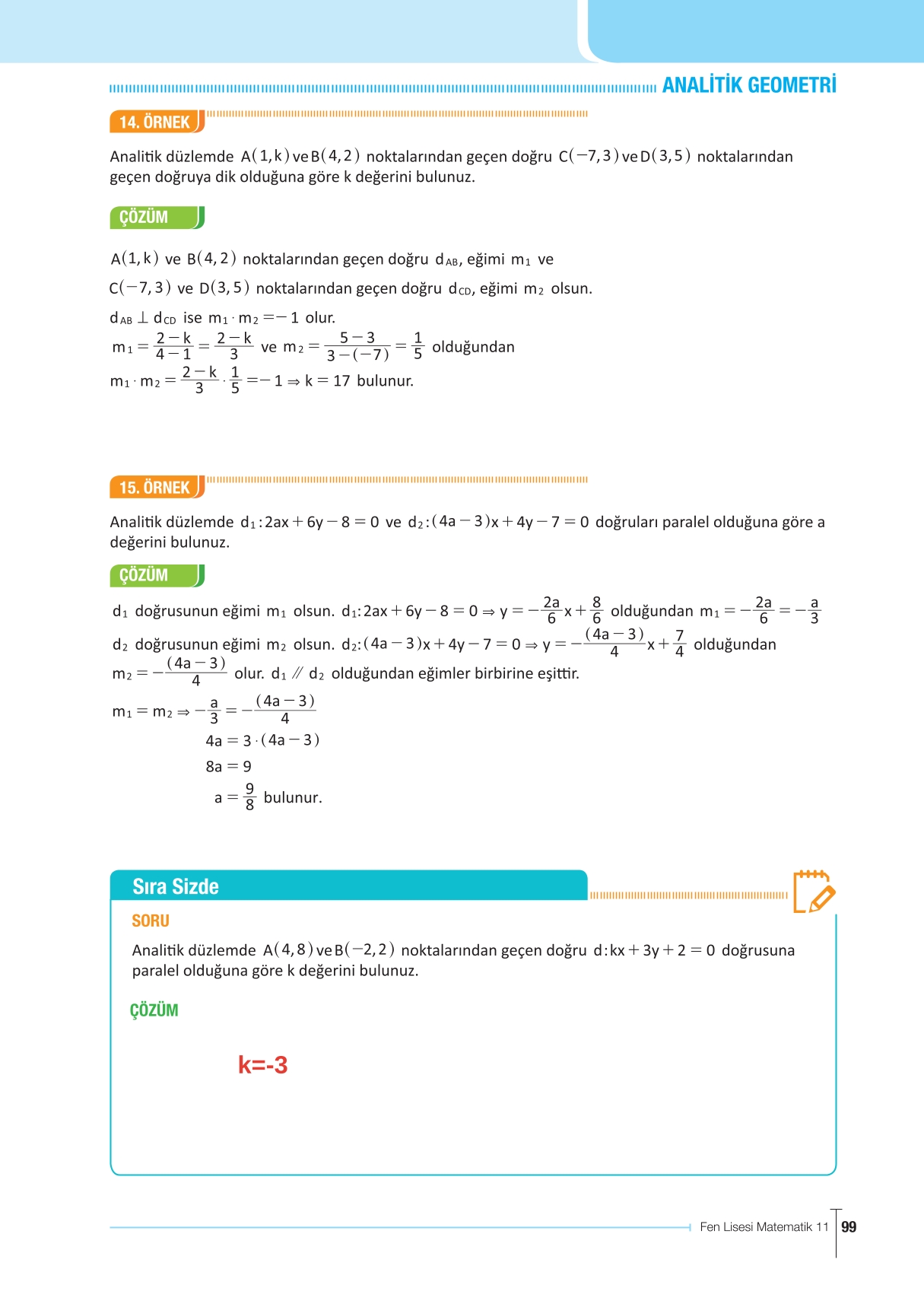11. Sınıf Meb Yayınları Fen Lisesi Matematik Ders Kitabı Sayfa 99 Cevapları